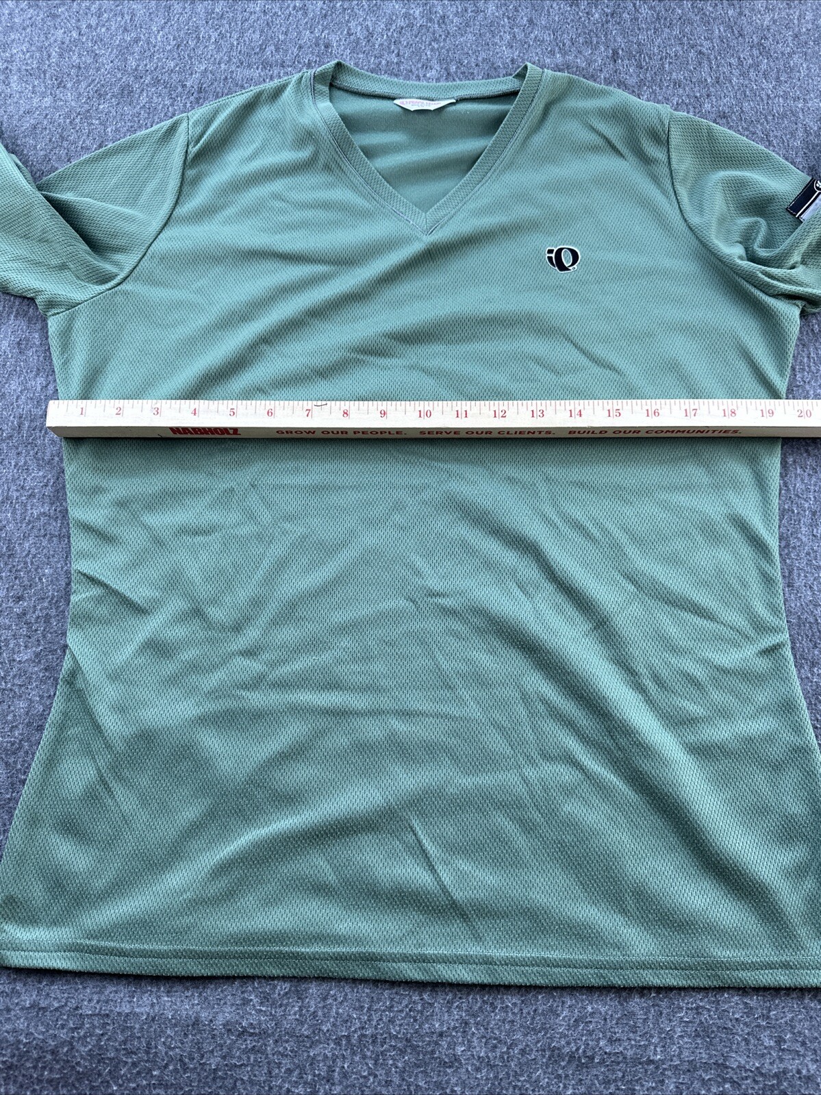 Pearl Izumi Cycling Shirt Womens Large Green V-Neck Zip Pocket Long Sleeve