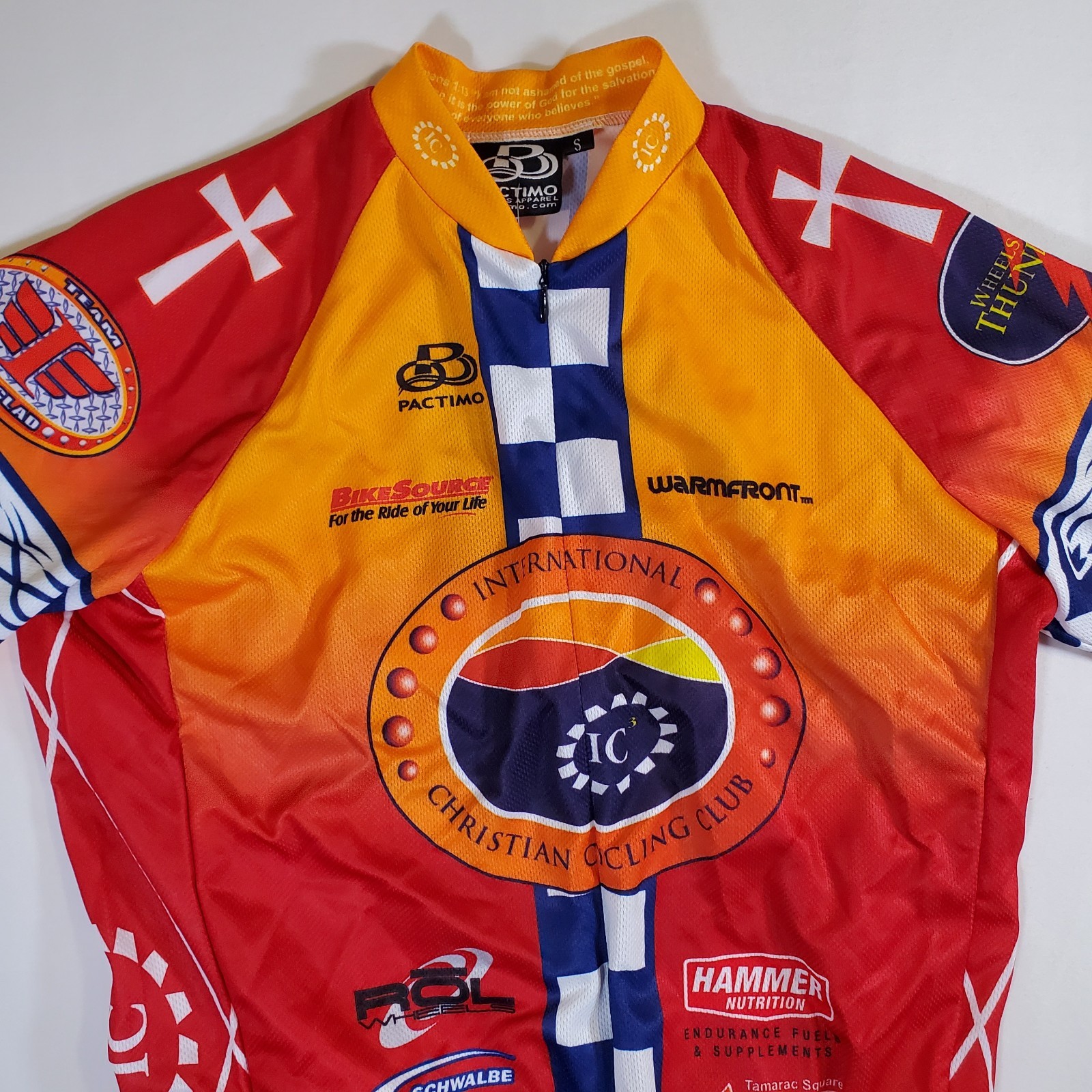 Pactimo Red Orange Christian Cycling Club NEW NWT Small 3/4 Zip Jersey Shirt