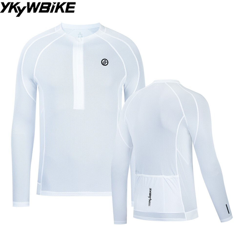 Men Casual Cycling Jersey Long Sleeve Half Zip T- Shirts Bike Breathable Tops