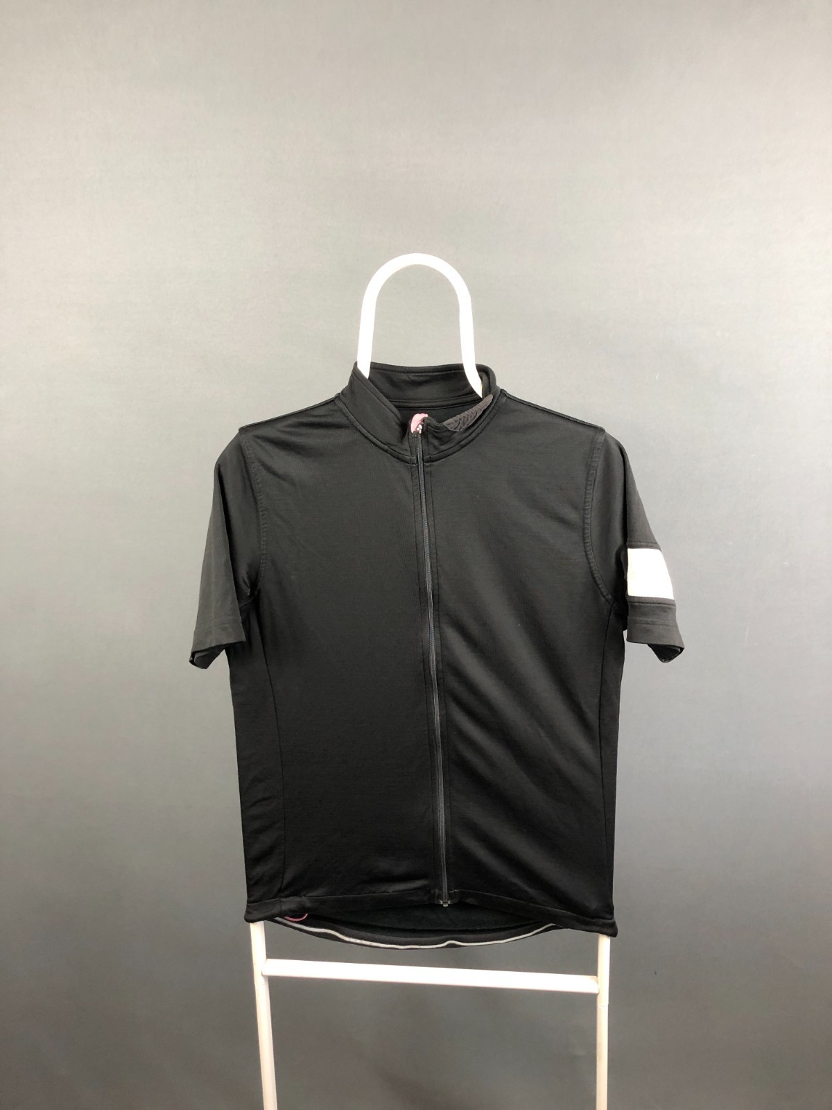 Rapha Women’s Full Zip Cycling Top Black Polyester/Wool Drop Tail