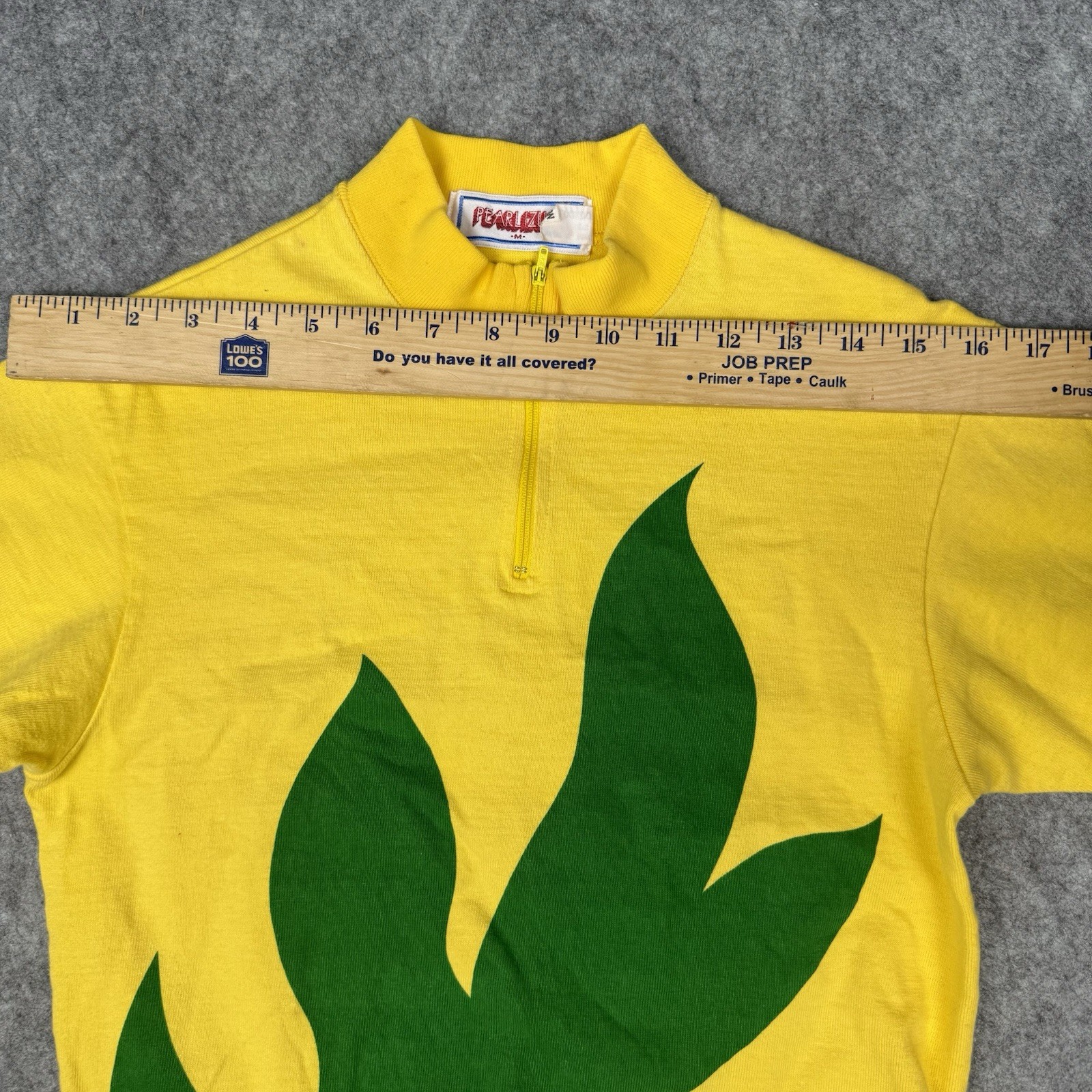 Pearl Izumi Men’s Vtg Biking Shirt Yellow Cotton Cycling Size Medium 1980s Bmx