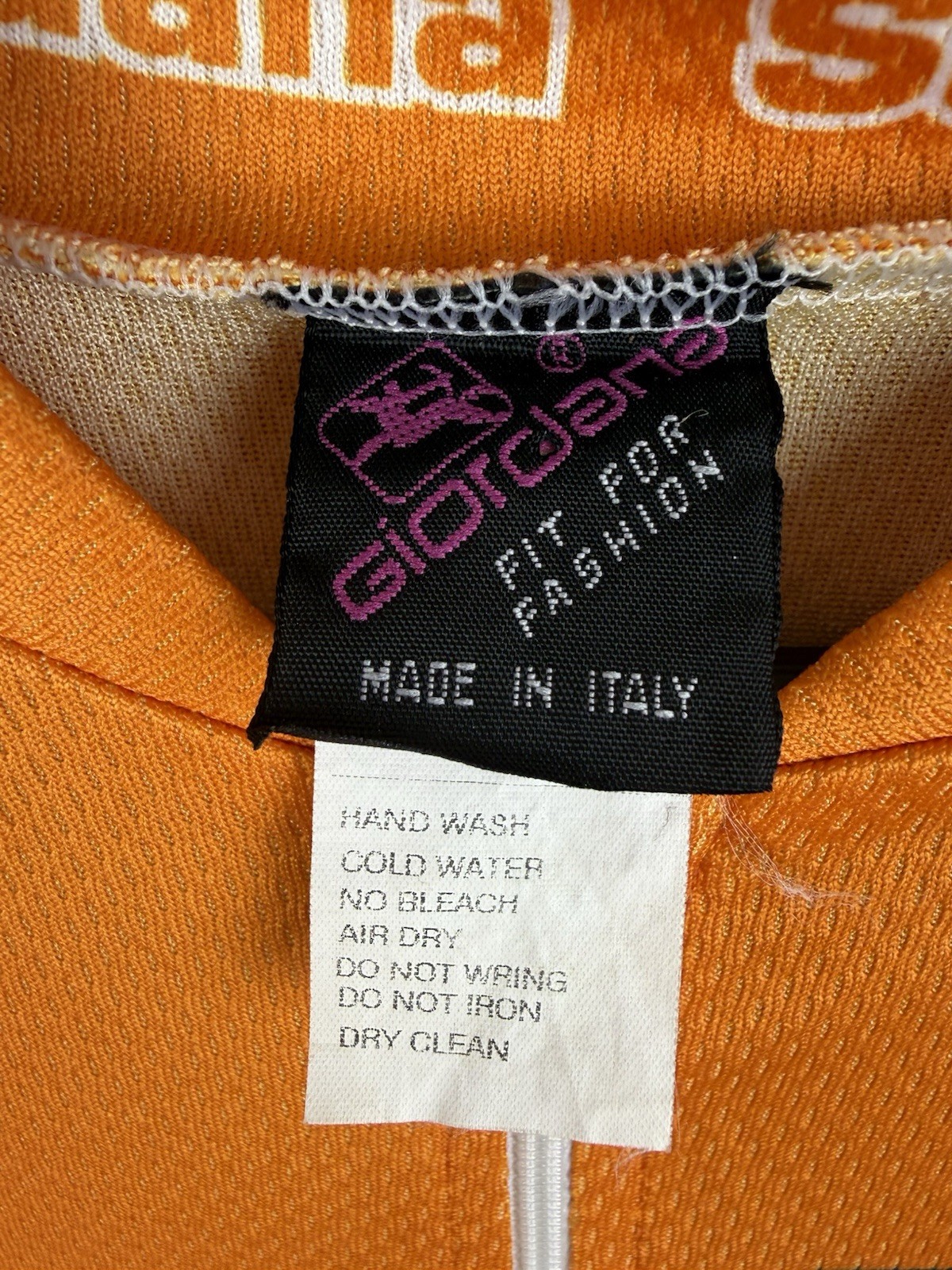 Vtg Giordana Eddy Merckx Cycling Jersey Orange Blue Photo Back Print Italy Sz. L