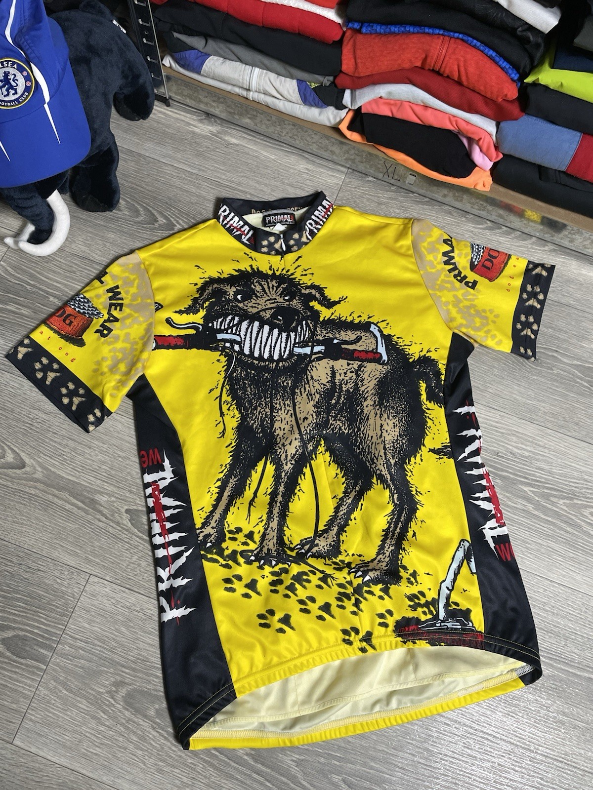 Primal Colorful Graphics Wild Dog Jersey Cycling Paw Prints Bike Men’s Size L