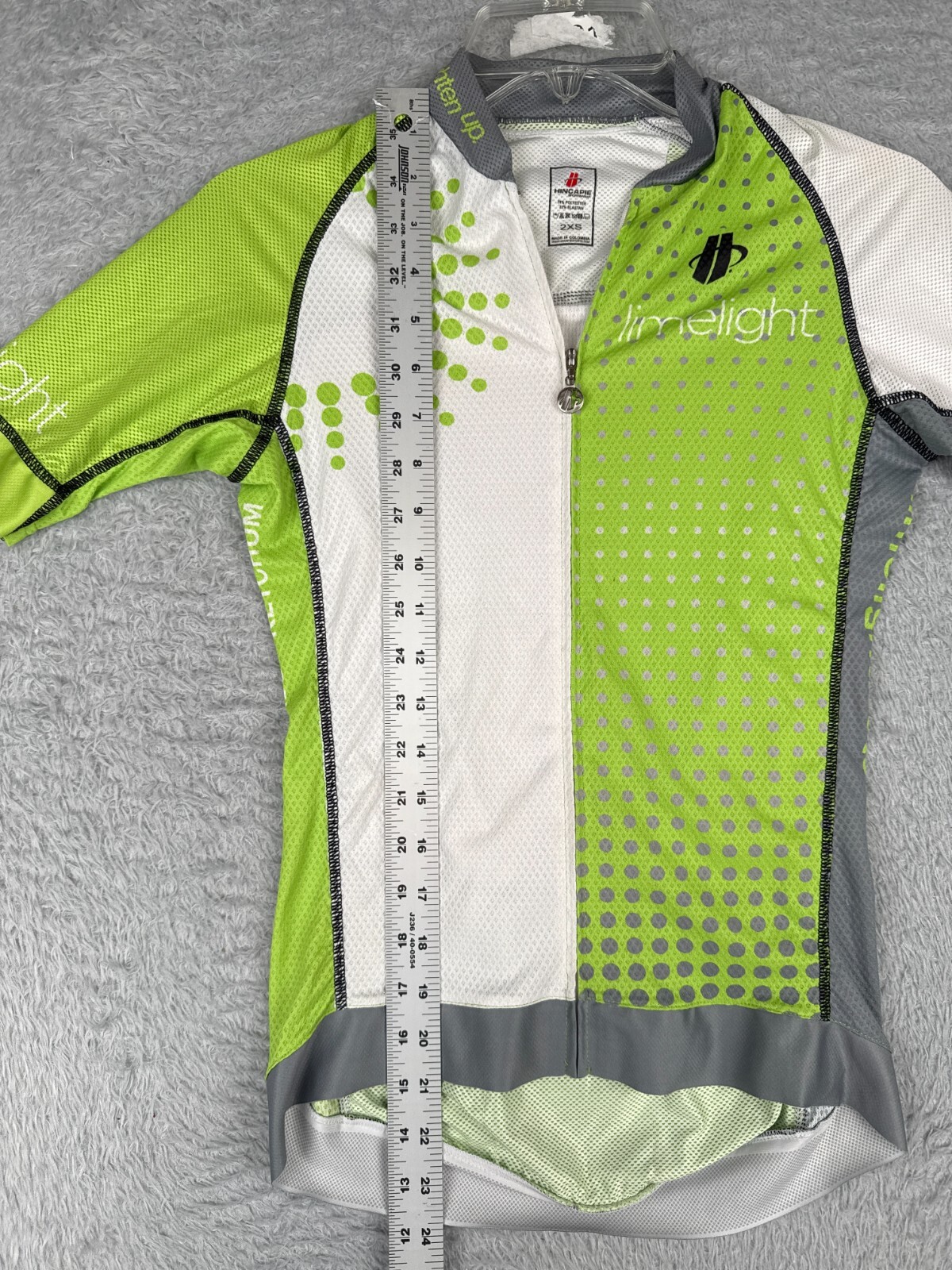Hincapie Cycling Jersey Adult 2XS XXS Lime Green White Short Sleeve Aspen Colo