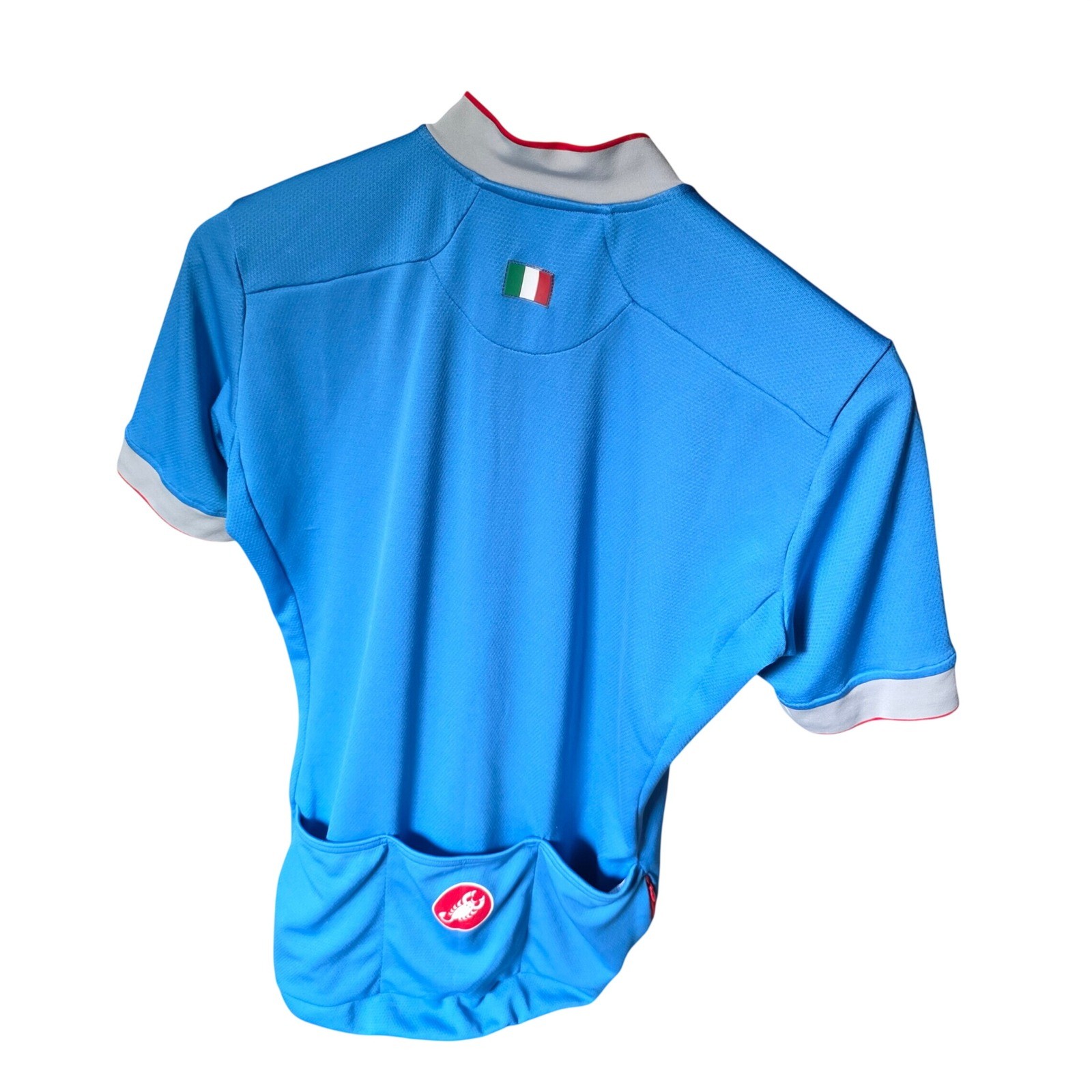 Castelli Blue Short Sleeve Cycling Jersey Full Zip Road Bike Scorpion Logo Mens