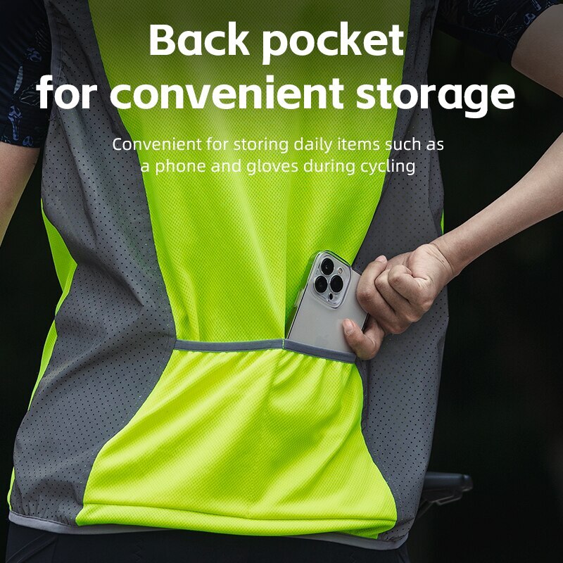 ROCKBROS Night Running Cycling Reflective Vest Mesh Outdoor Sports Safety Jacket