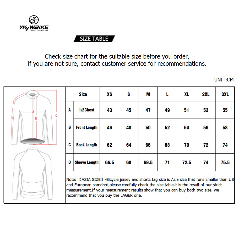 YKYWBIKE Mens Cycling Jersey long Sleeve Thermal Bicycle Bike MTB Shirt Maillots