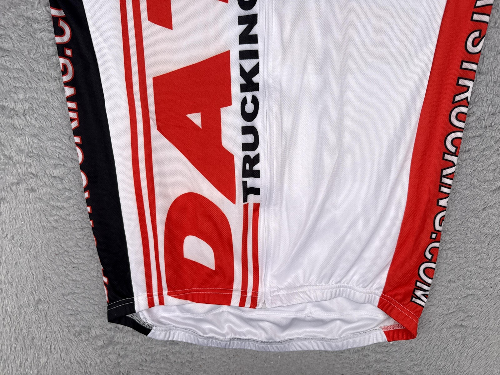 Epic Cycling Jersey Men Large White Red Black DATS Trucking Full Zip Pocket