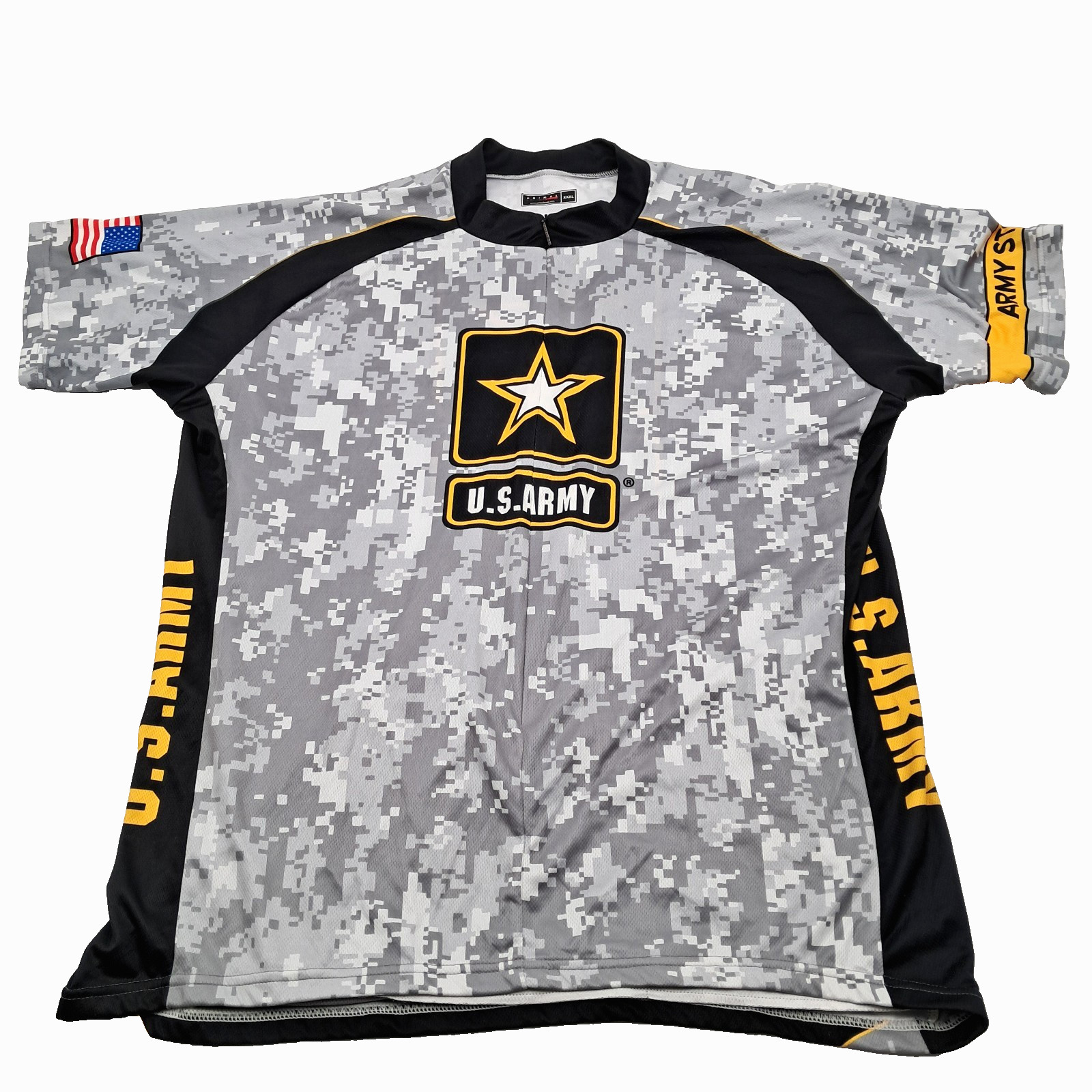 Primal Cycling Jersey Mens XXXL US Army Gray Camo 3/4 Zip Patriotic USA Military