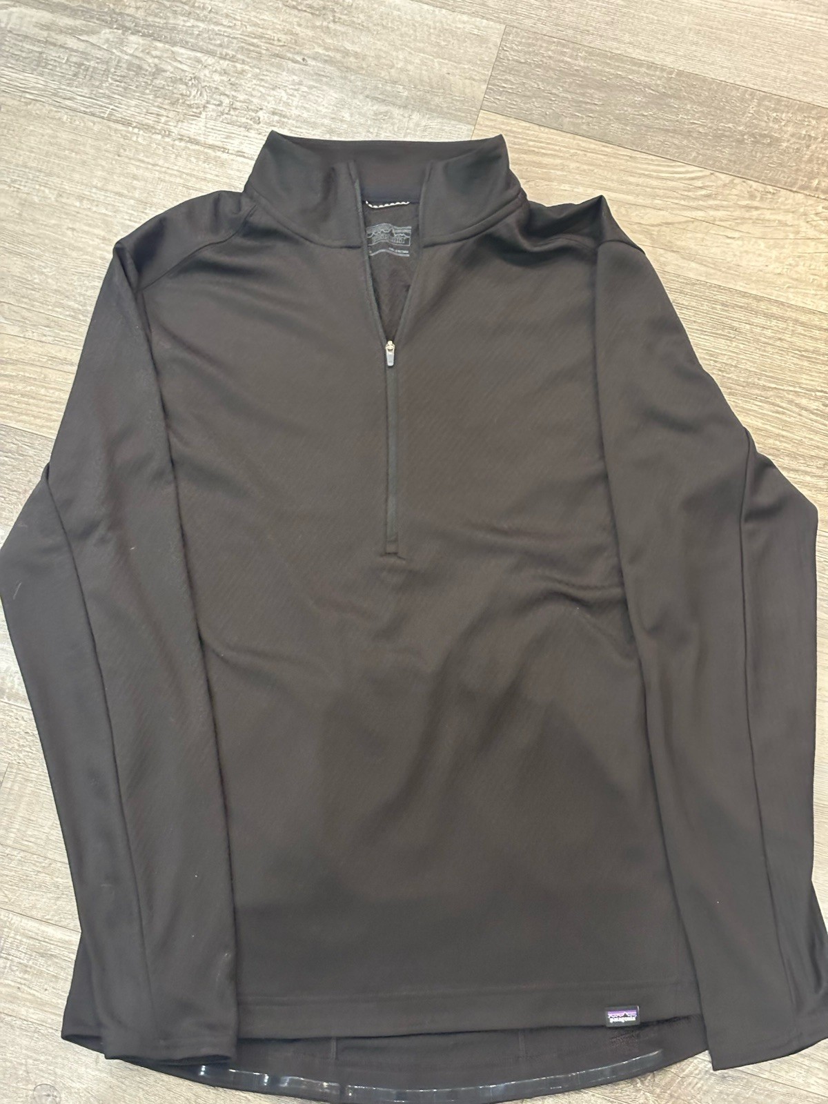 Patagonia Capilene Midweight Cycling Jersey Womens Large Black 1/2 Zip Pockets