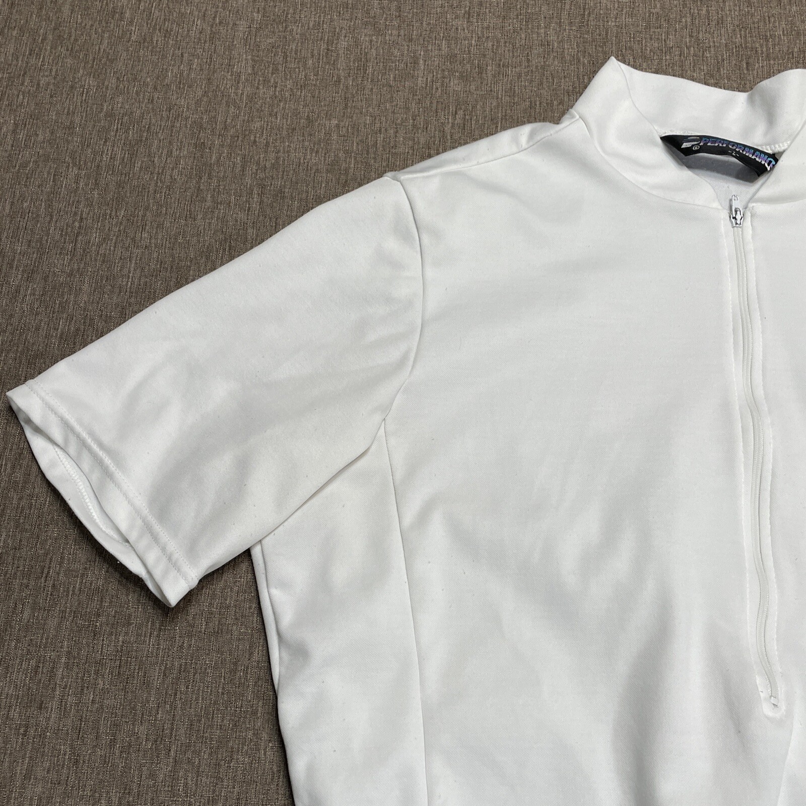 Performance Cycling Jersey Womens L White Short Sleeve Pockets Half Zip