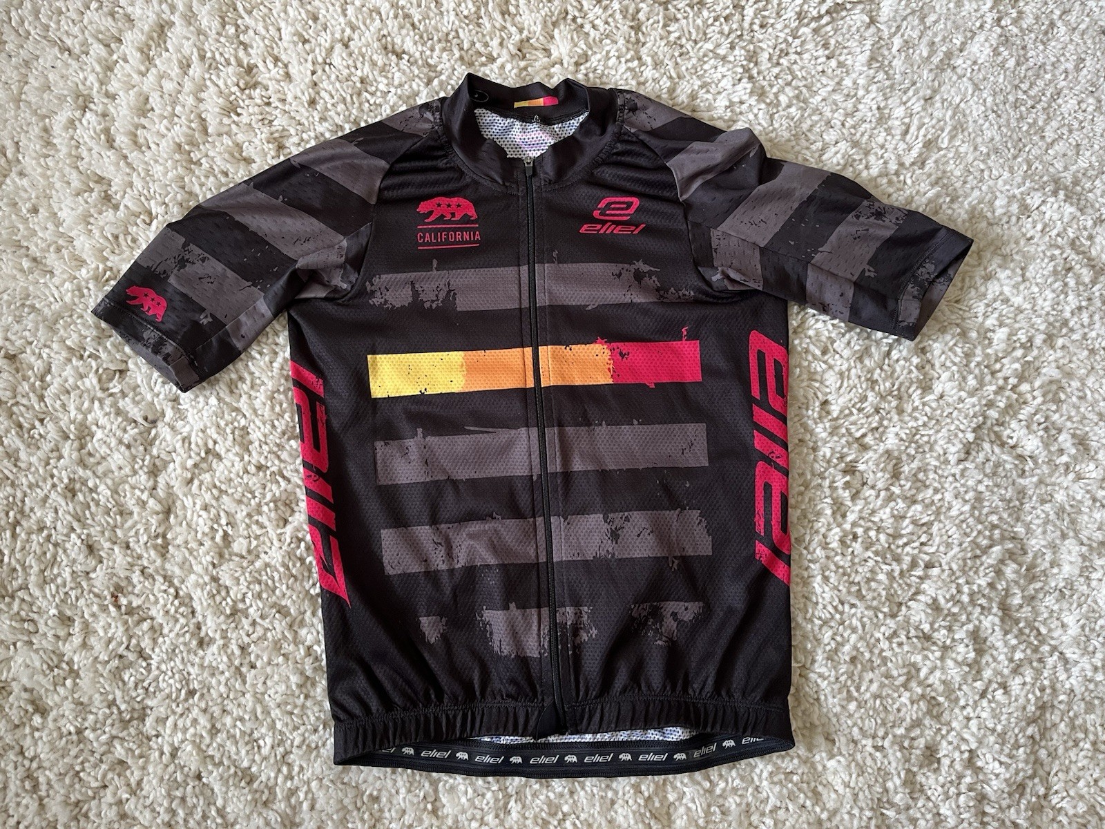 Eliel Men’s Cycling Jersey Small S Black Grey Pink California