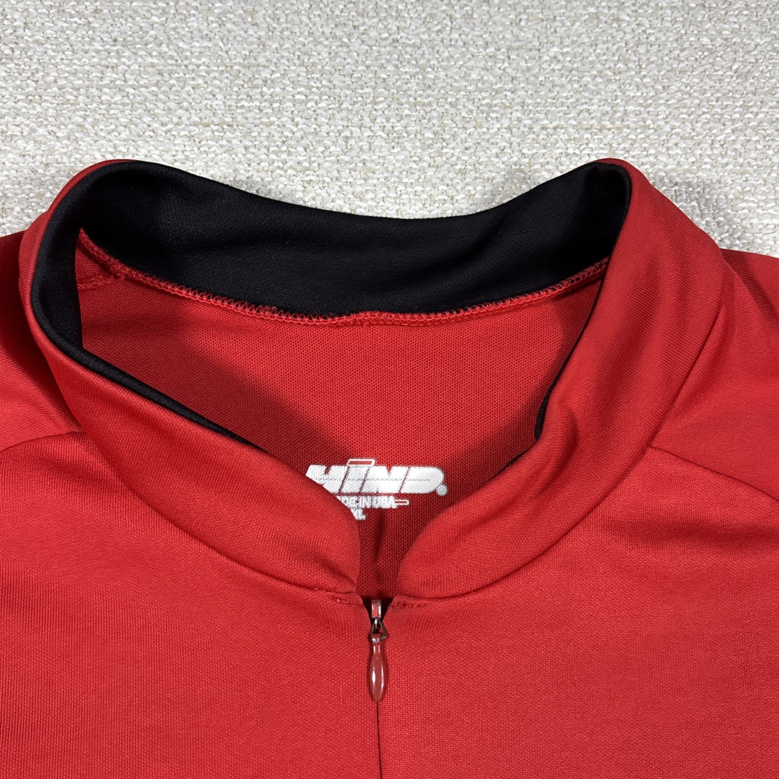 Hind Cycling Shirt Men XL Red Black Stretch 3/4 Front Zip Hydrator Wick Pockets