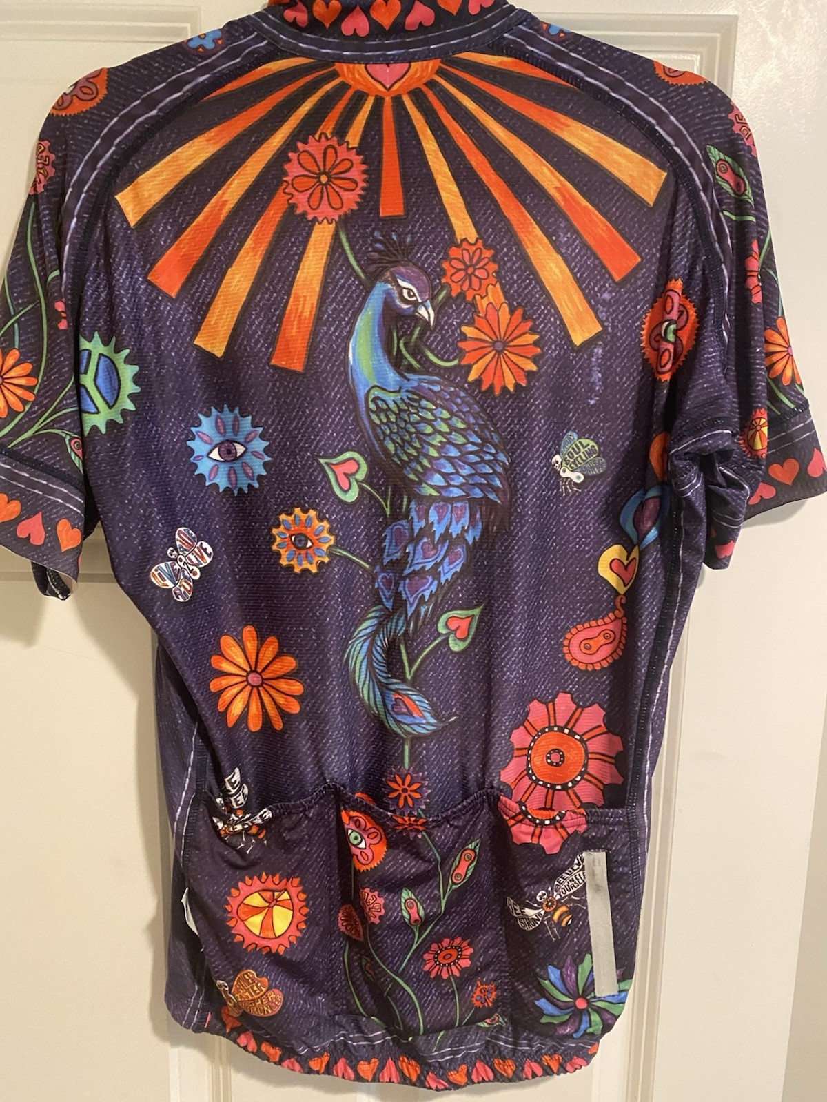 Cycology Cycling Women’s Boho Denim Short Sleeve Bike Top XL Multicolor Flowers