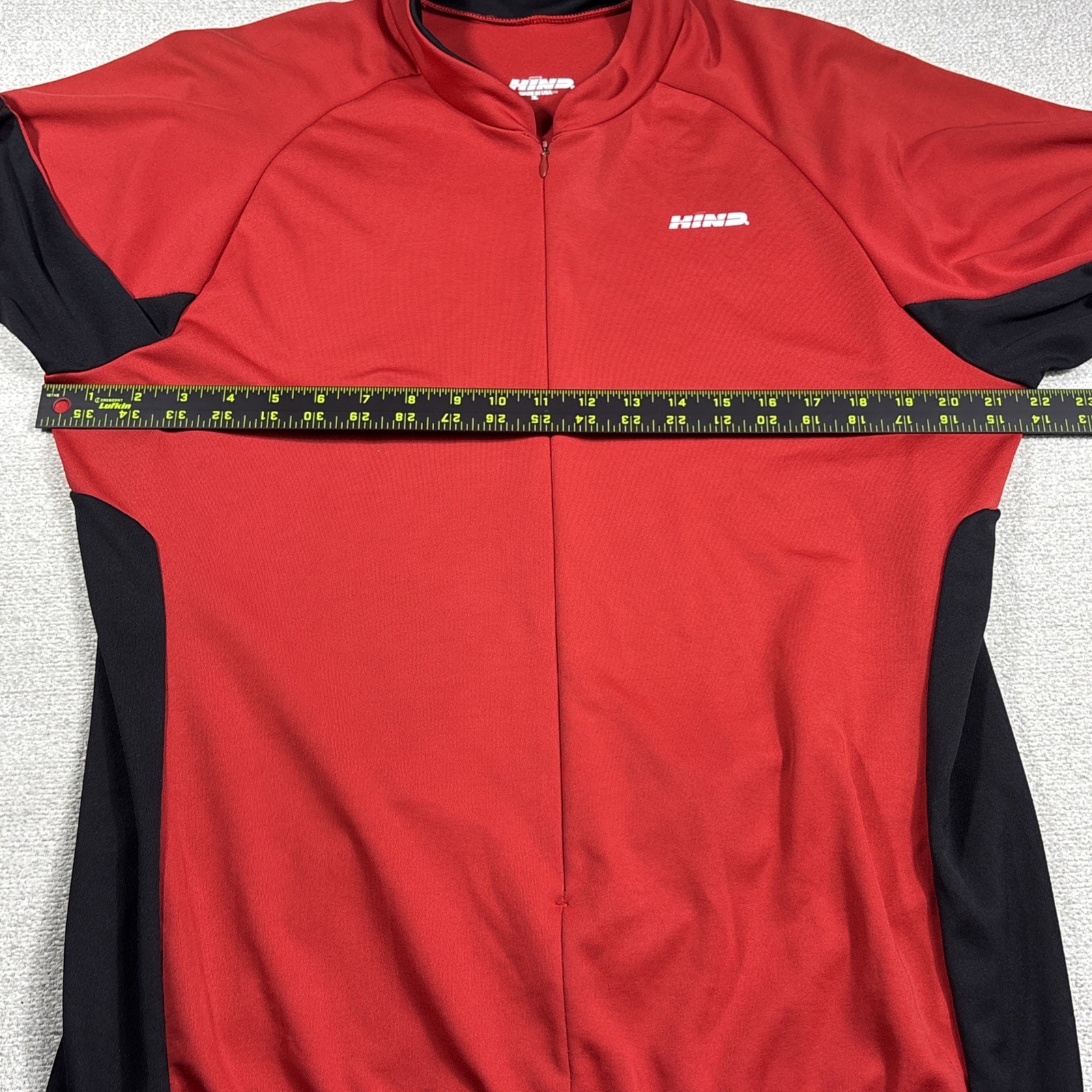 Hind Cycling Shirt Men XL Red Black Stretch 3/4 Front Zip Hydrator Wick Pockets