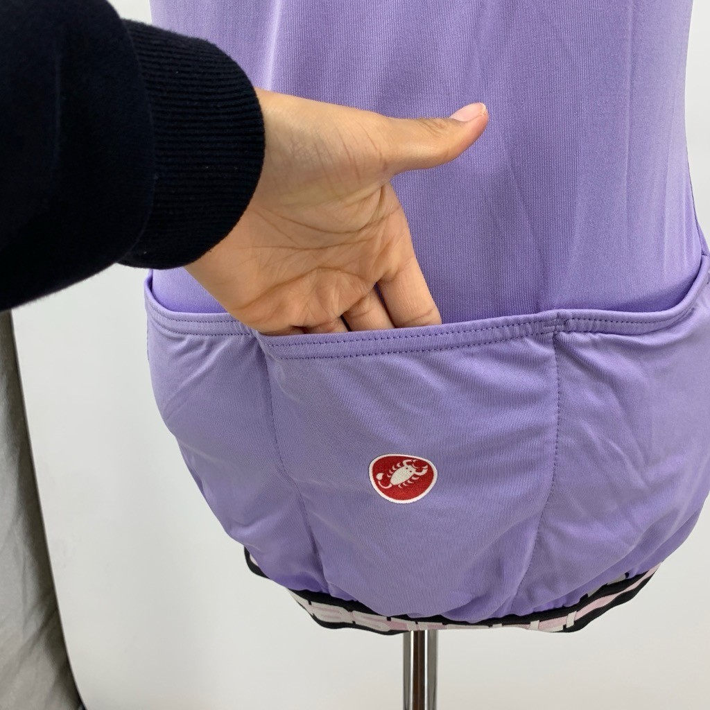 Castelli Jersey Womens S Small Lavender Gray Stretch Full Zip Chest Logo Cycling