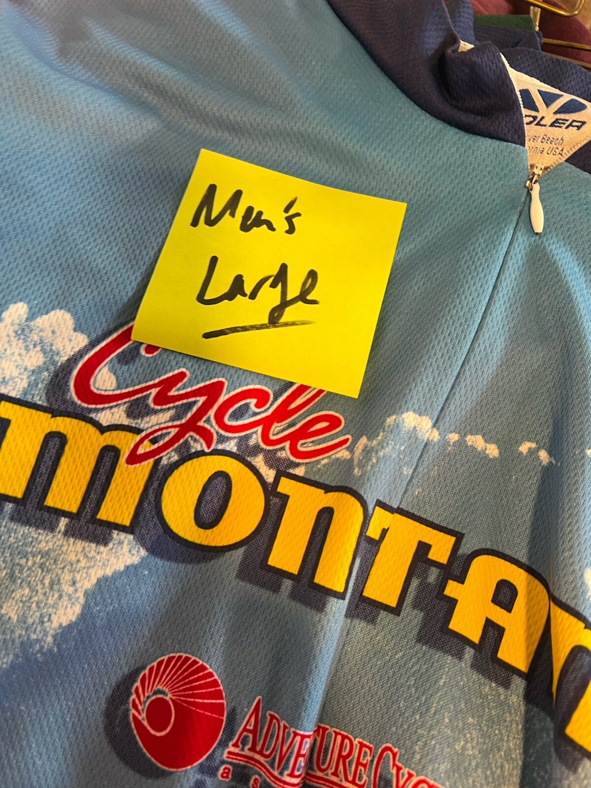 Men’s L Large Adventure Cycling cycle Montana cycle jersey short sleeve