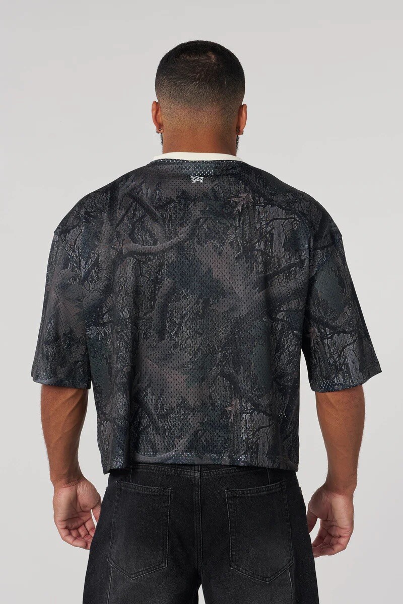 YOUNGLA (SOLD OUT) – 4187 – VARSITY CAMO CROPPED JERSEY – DARK TREE -SIZE SMALL
