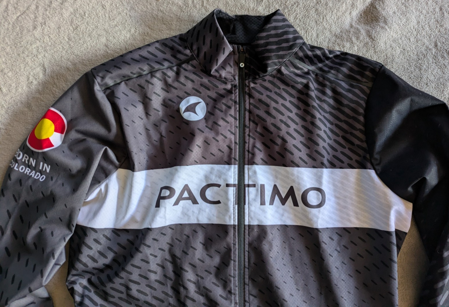 PACTIMO Cycling Windbreaker Jacket Softshell Mens M Black Gray Windstopper