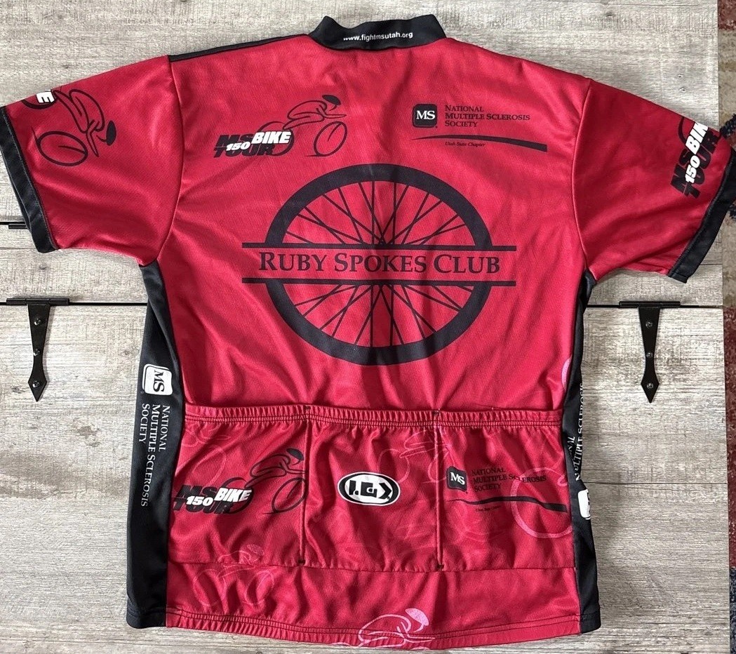 Louis Garneau MS 150 Bike Tour Cycling Jersey Mens Small Red Ruby Spokes Club