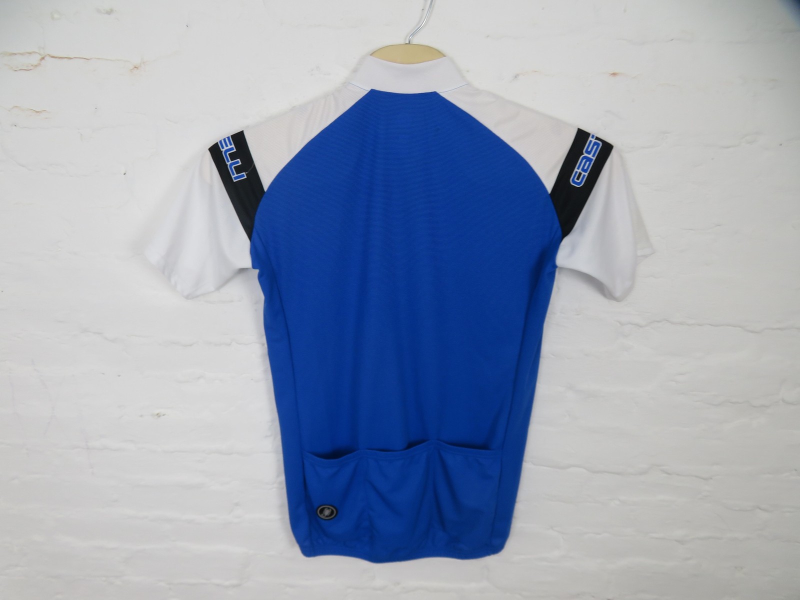 Castelli Cycling Jersey Mens XL Blue White Full Zip Short Sleeve Bike Pockets