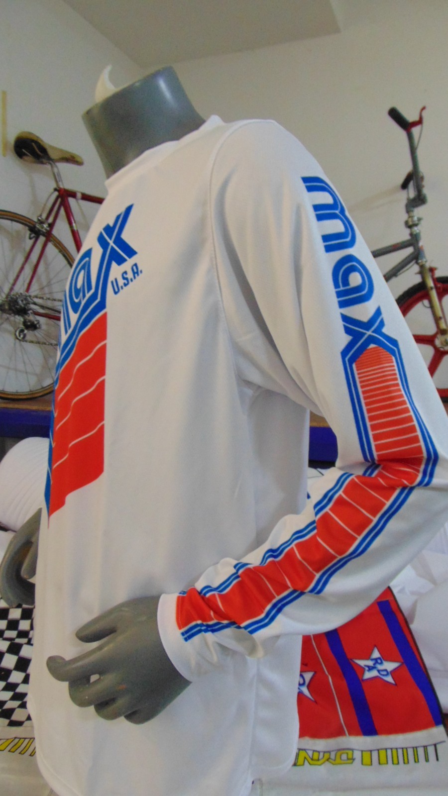 MAX OLD SCHOOL BIKE JERSEY CLASSIC BMX JERSEY BIKE SHIRT VINTAGE XL RACE RED BL
