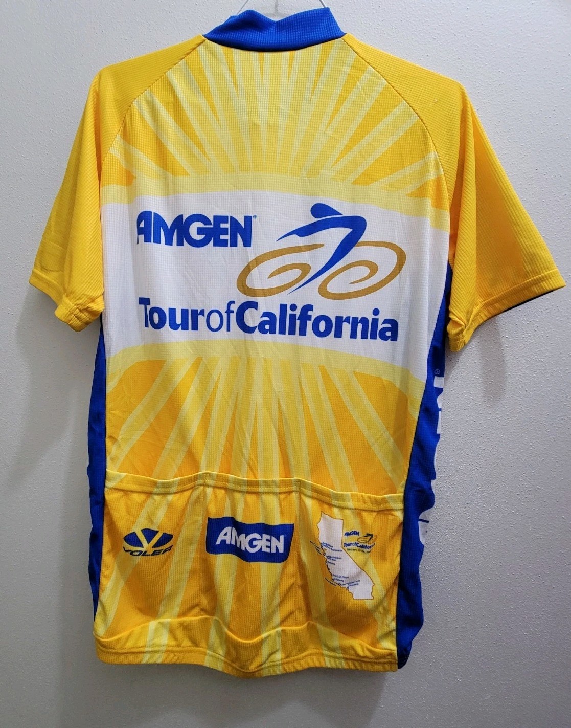 2 Tour of California Yellow Bicycle Jerseys Size S Signed NWT One Used Size M