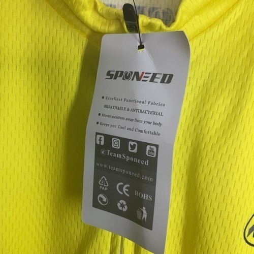 NWT Sponeed Neon Yellow Full Zip Short Sleeve Jersey Cycling Shirt Men XL China