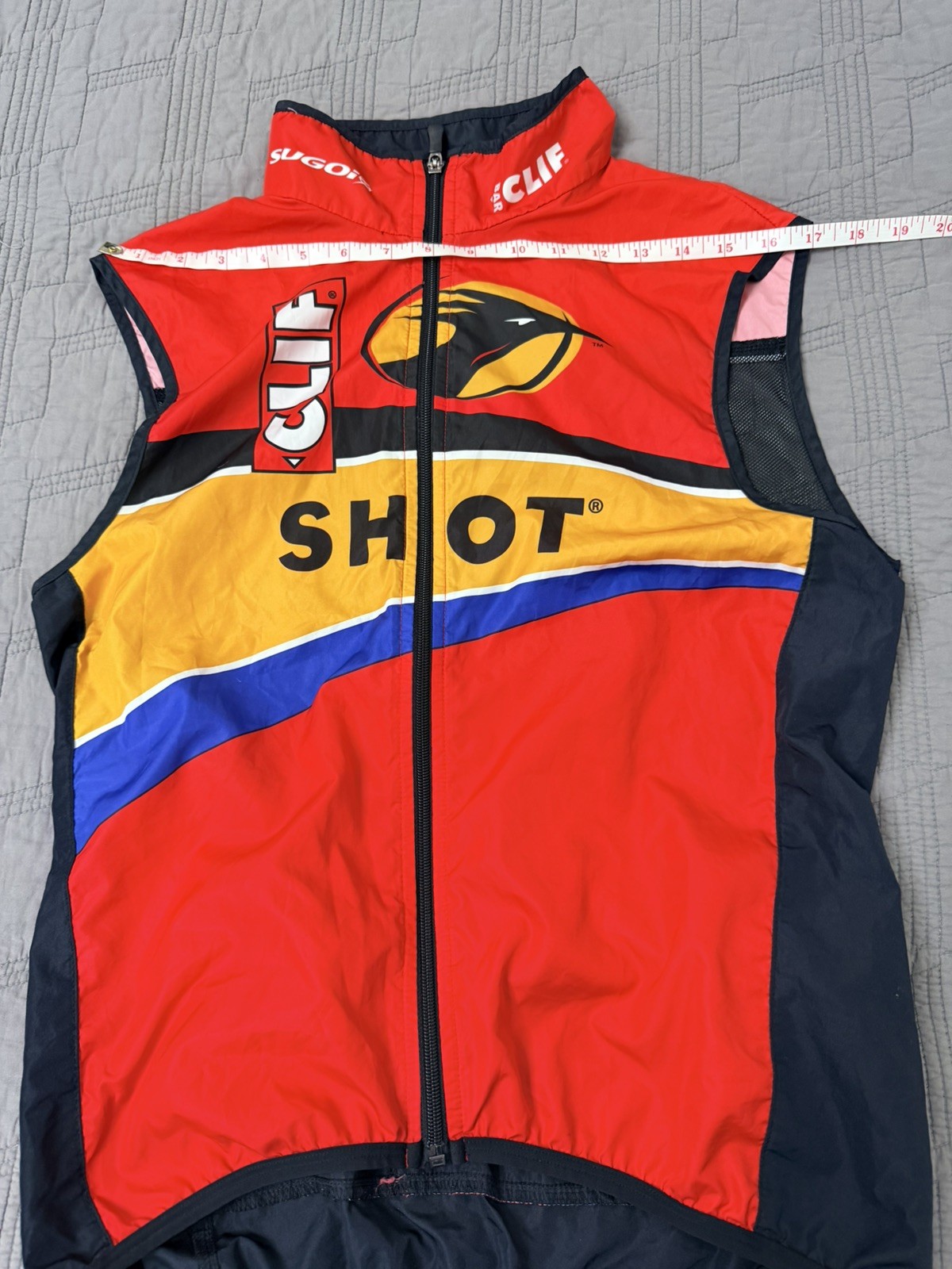 SUGOI Clif Bar Cycling Jacket Men’s Medium Full Zip Sleeveles. Back Partial Mesh
