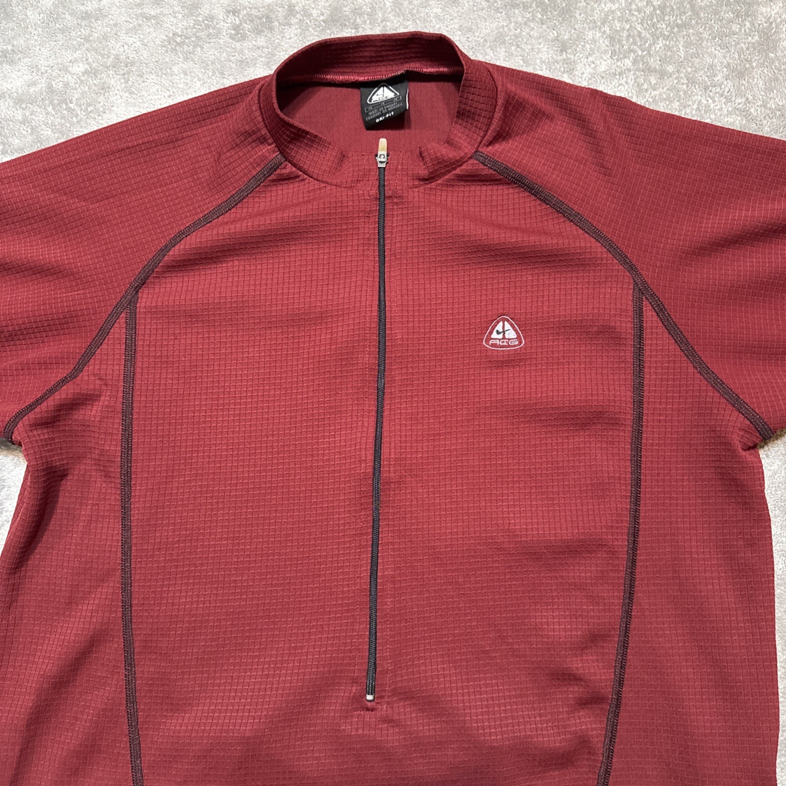 Vintage Nike ACG Cycling Jersey Mens Medium Red Maroon Half Zip Pullover