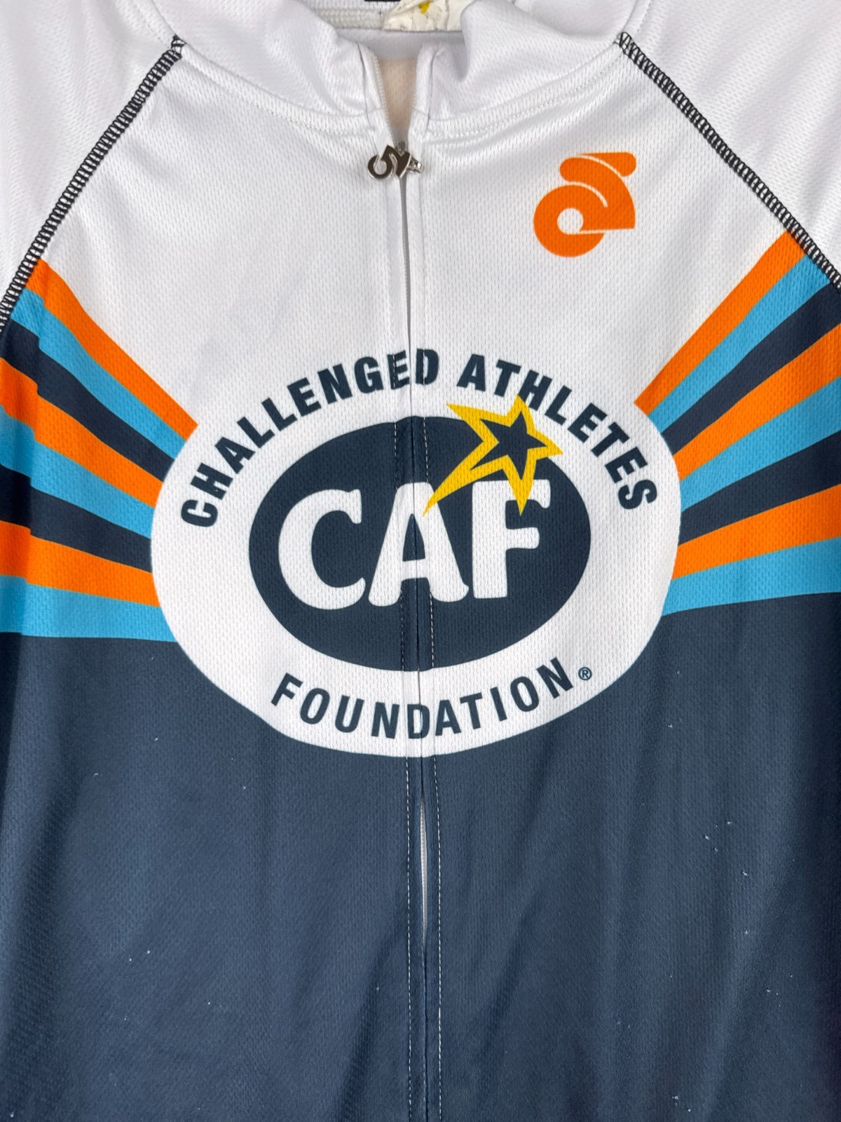 Champsys Cycling Jersey Women Extra Large Blue White Full Zip Challenged Adults