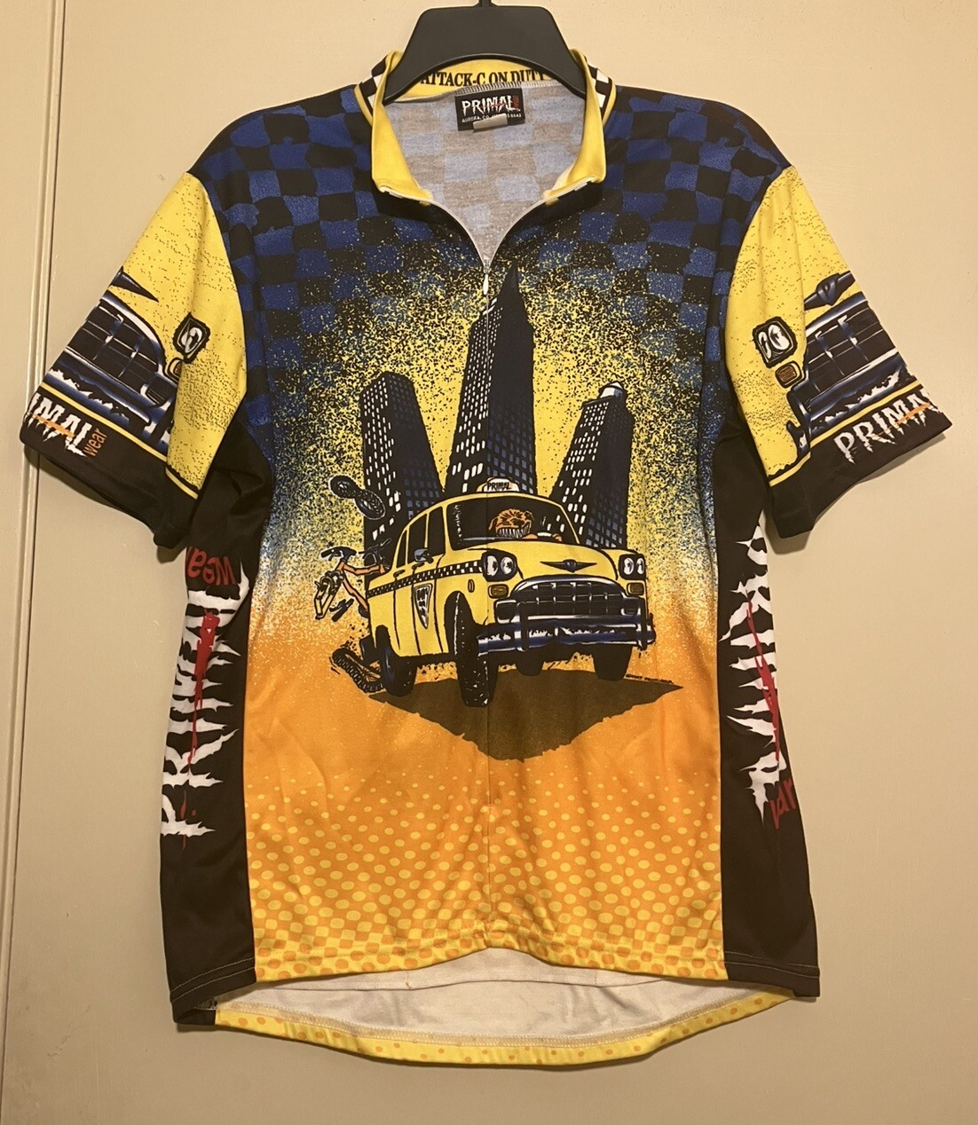 VTG Primal Cycling Jersey Sz L Attack C On Duty Mad Dog Much Taxi Driver Cab