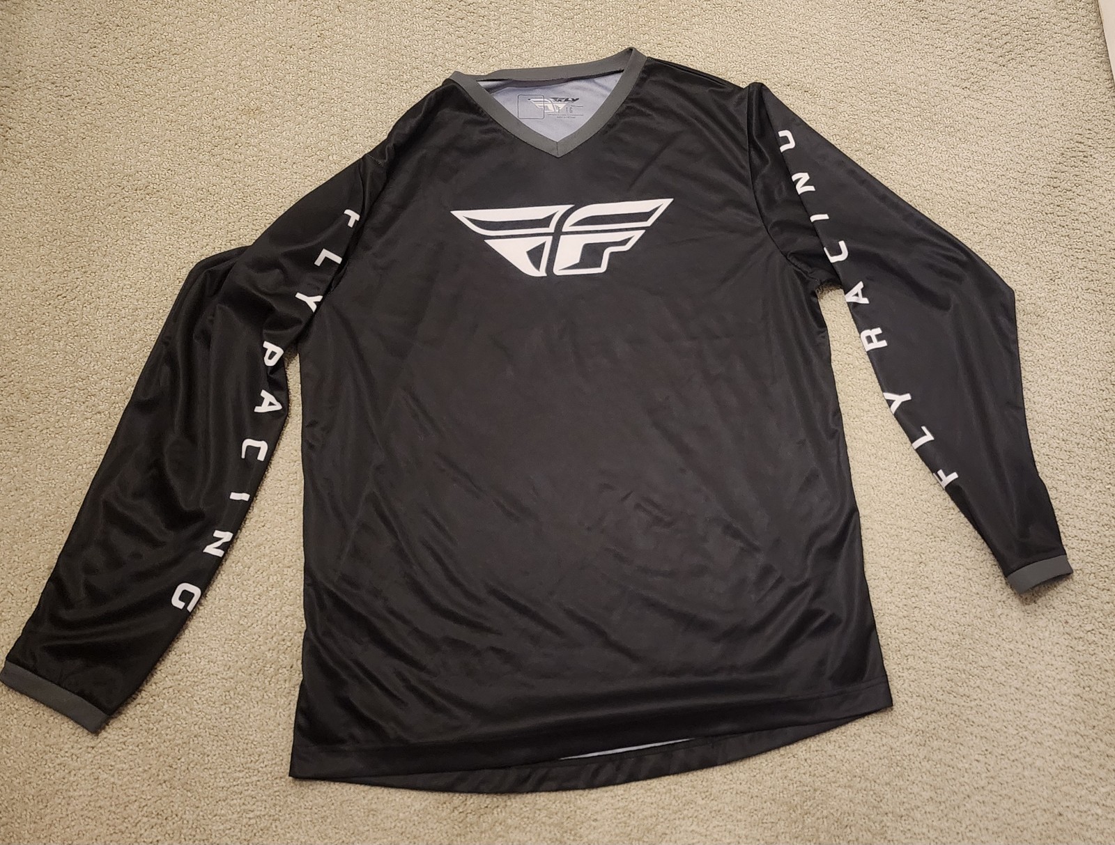 Fly Racing Lightweight Cycling Jersey Long Sleeve V-Neck Graphic Logo Size L