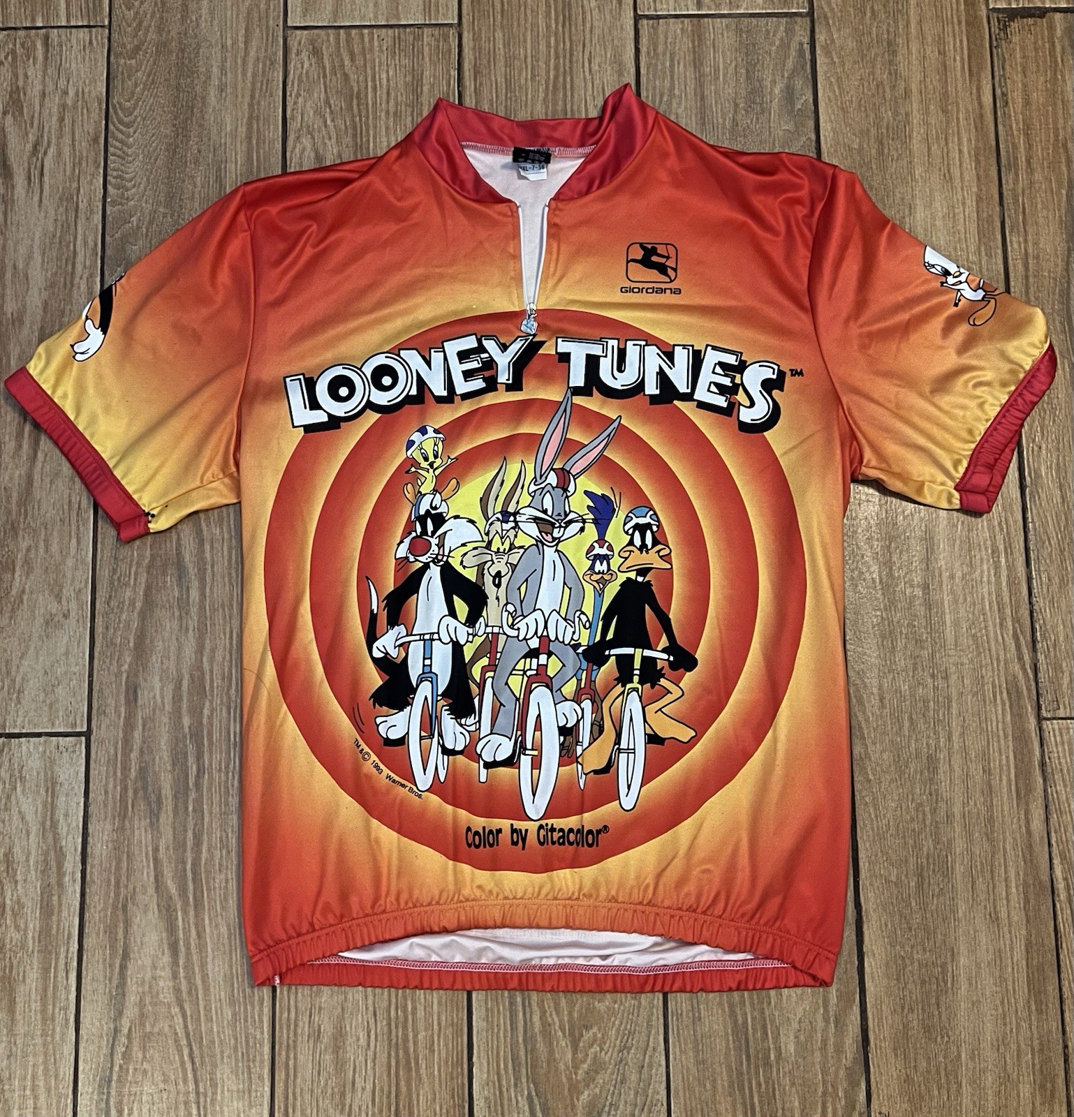 Vintage 1993 Giordana Looney Tunes Cycling Jersey Italy 90s Bugs Bunny XXXL