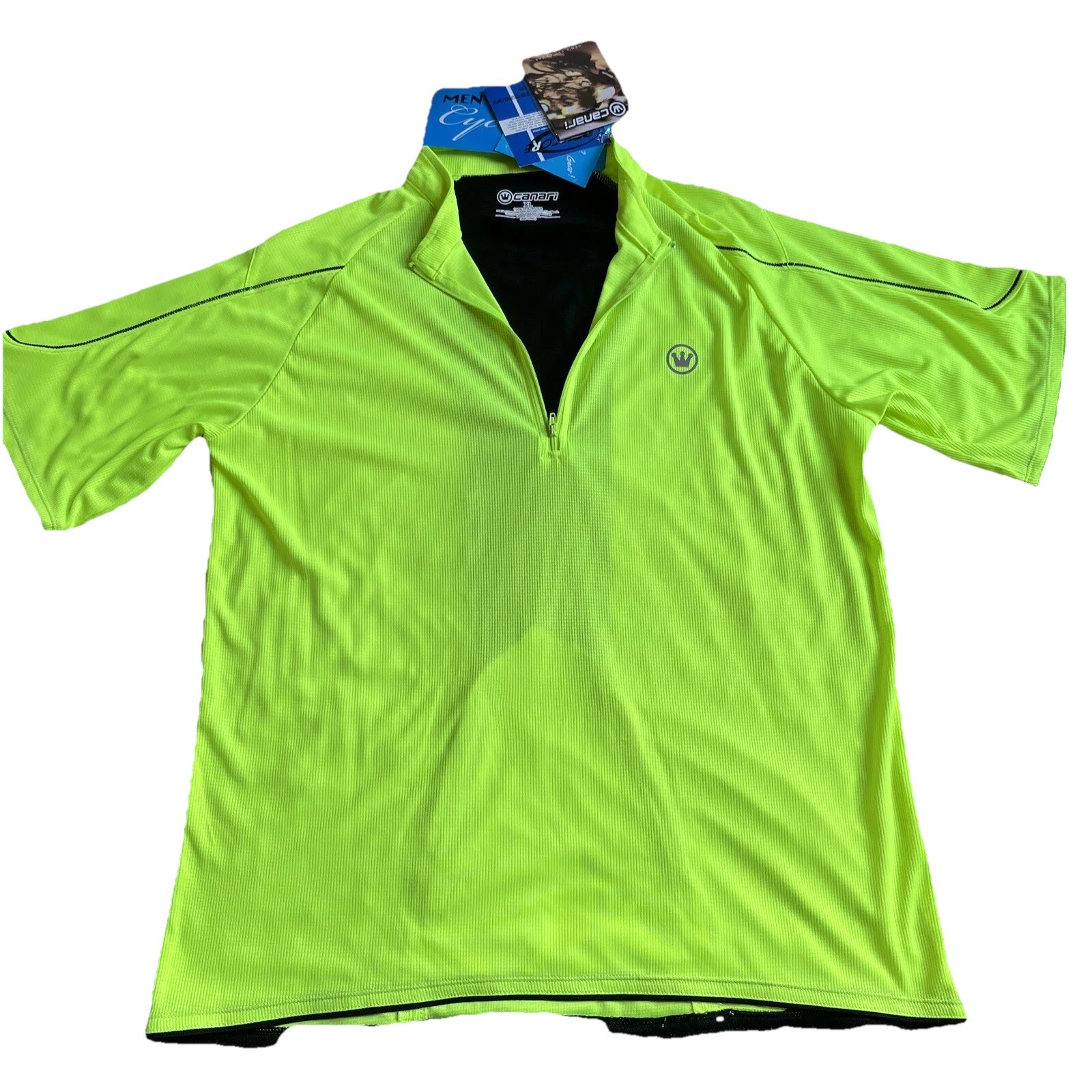 CANARI Lime Green Cycling Jersey #109814 1/2 Zip SS Men’s Size XL w/ Chest Logo