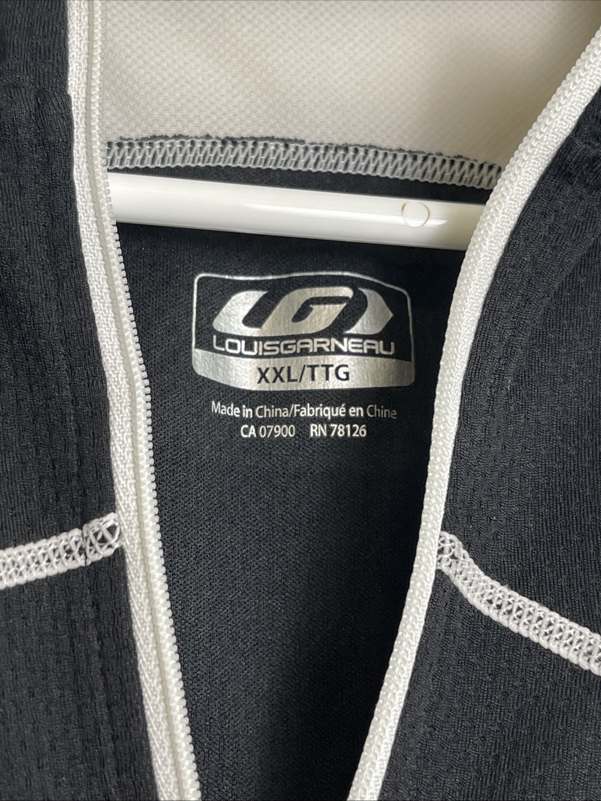 Men’s Louis Garneau Cycling Shirt Full-Zip Black/Silver Size XXL