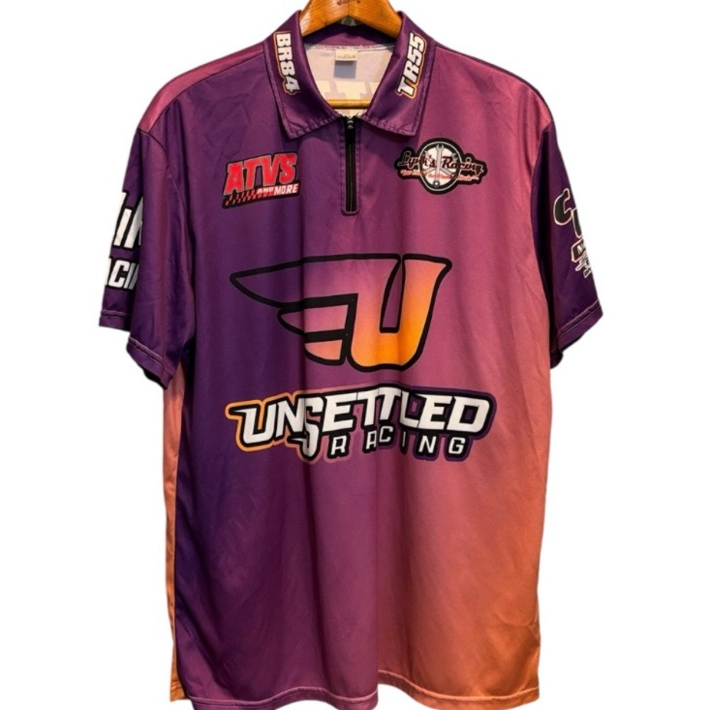 Unsettled Racing Jersey Purple Ombré Size XL Short Sleeve Collared 1/4 Zip Top