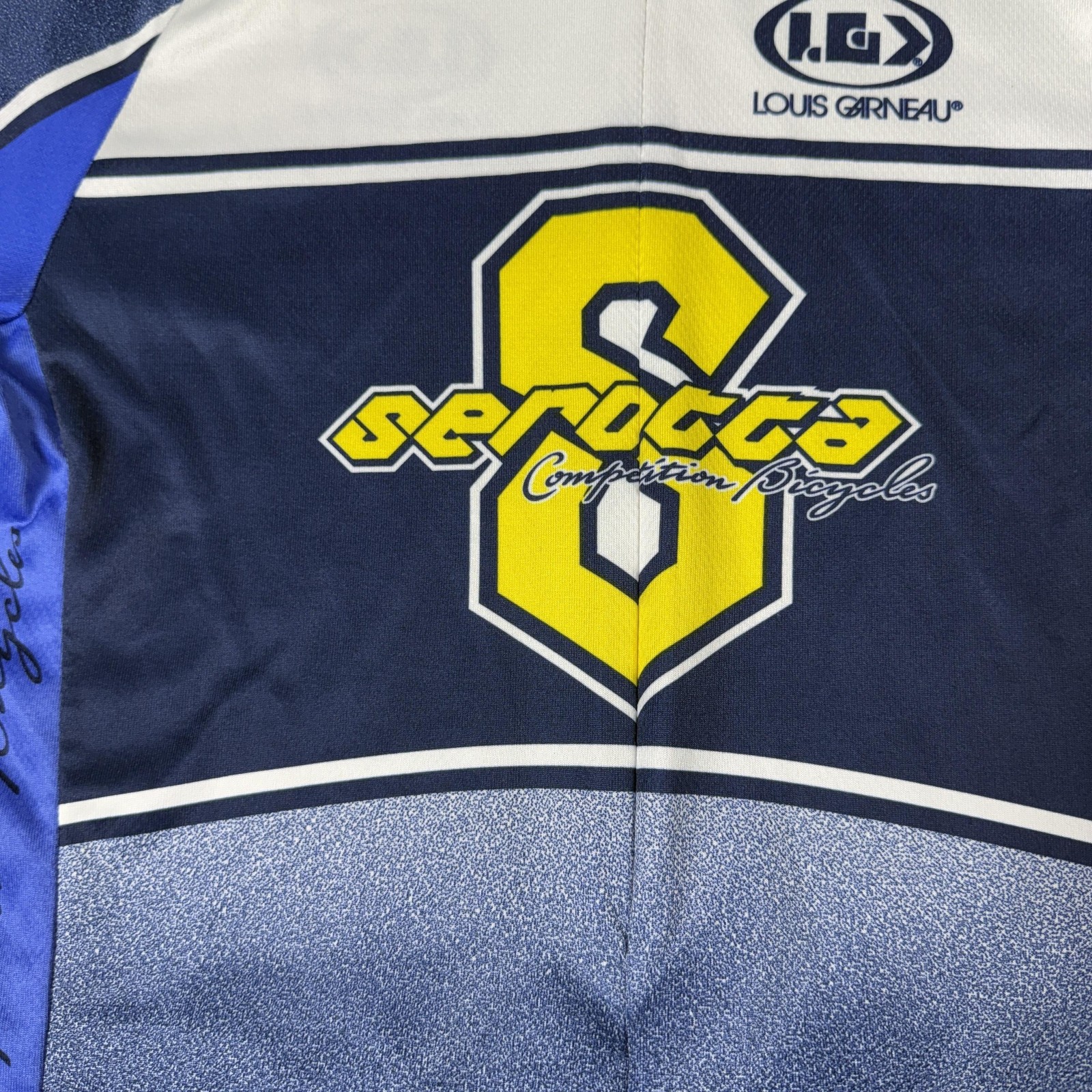 Louis Garneau Cycling Jersey Mens Medium Blue Serotta Short Sleeve 1/4 Zip Bike