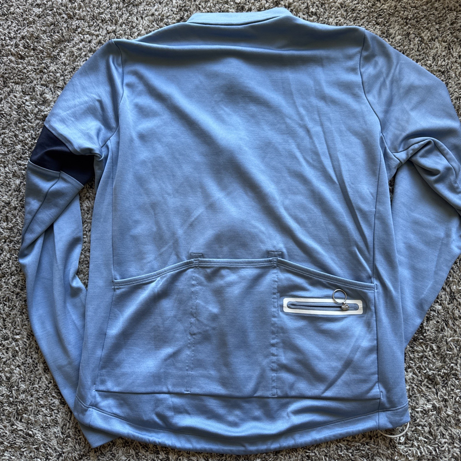 RAPHA Classic Long Sleeve Jersey Cycling Full Zip Wool Blend Blue Size Large
