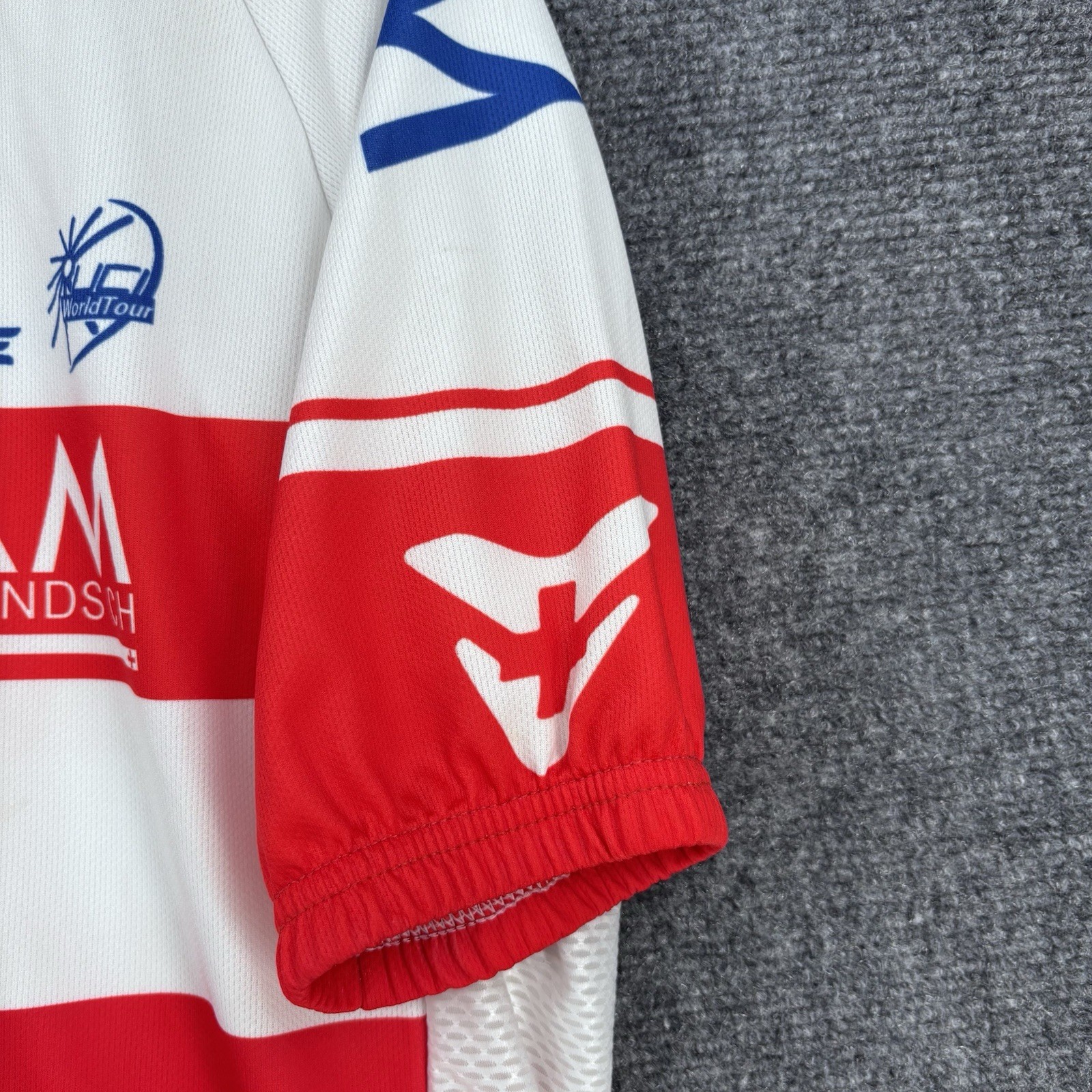 Cuore I AM White & Red Striped Full Zip Cycling Jersey Men’s XXL