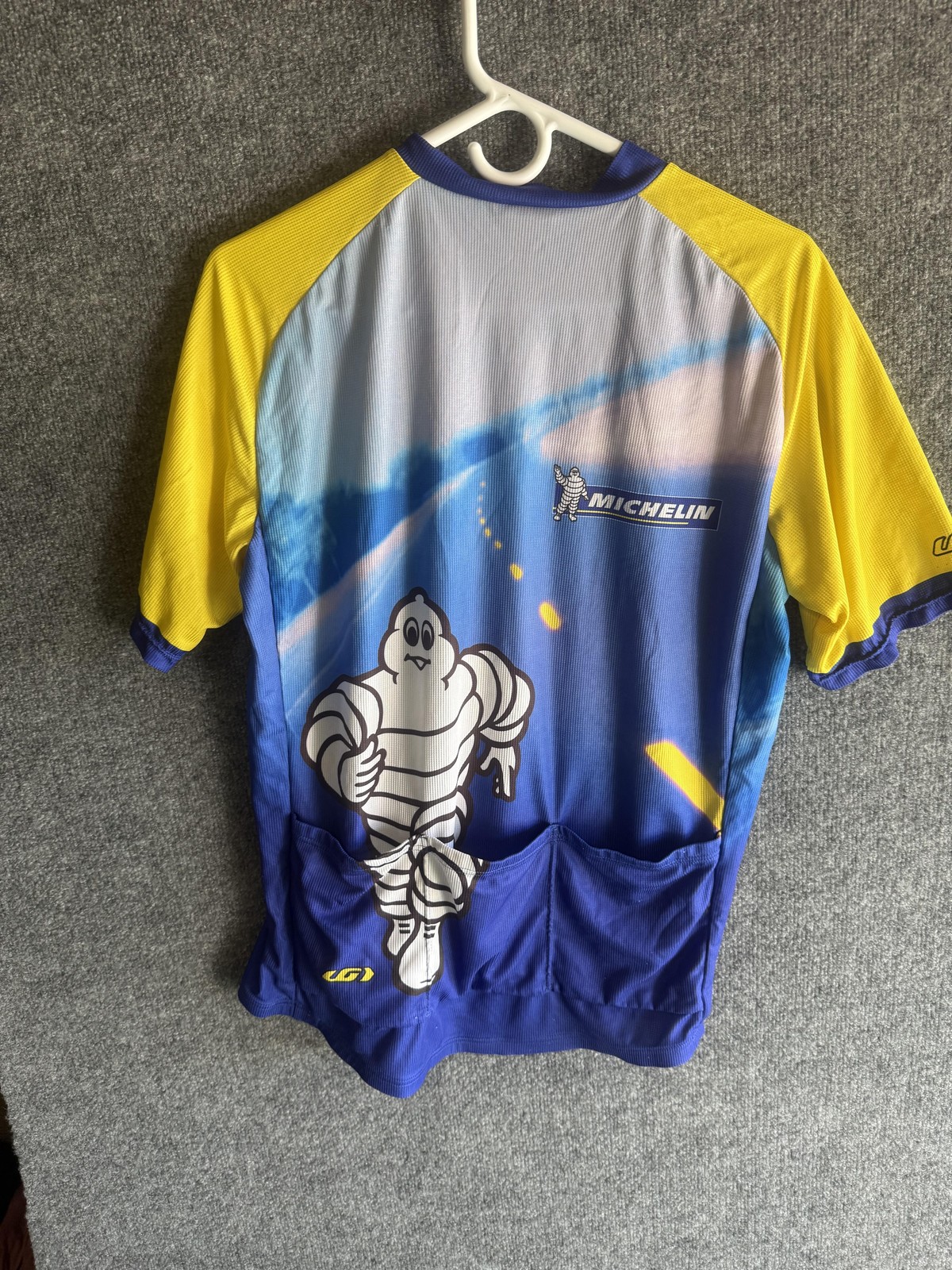 Louis Garneau Cycling Jersey Mens XXL Blue Michelin 1/4 Zip Short Sleeve Pockets
