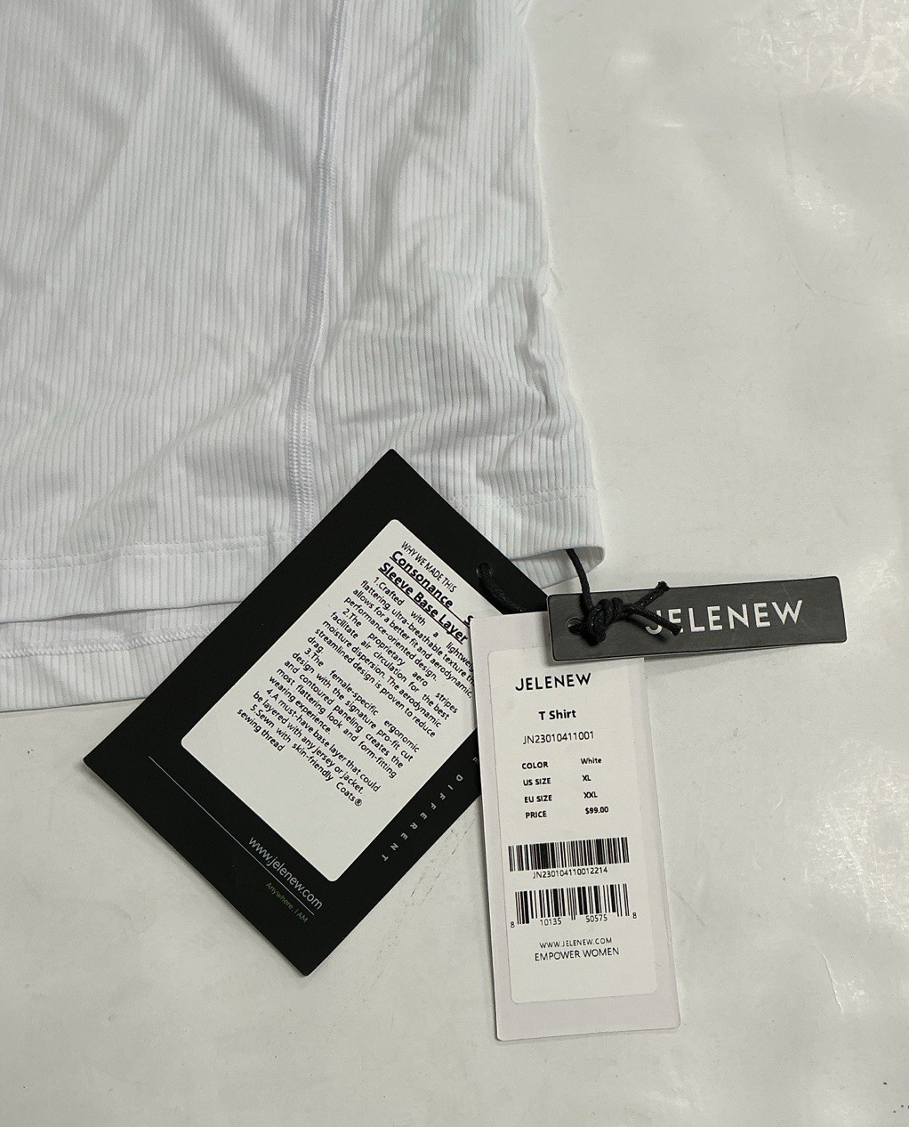 Jelenew Consonance Short Sleeve Base Layer Shirt White Womens XL Performance