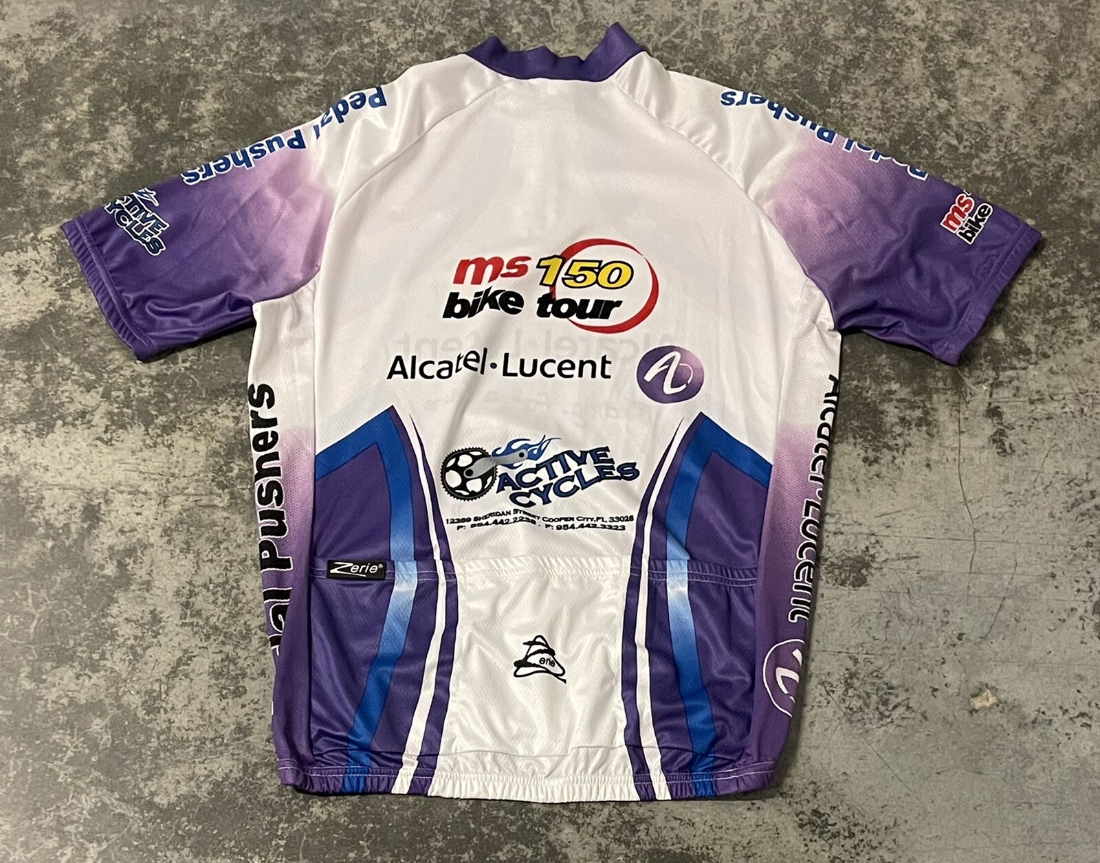 Men’s Zerie Multiple Sclerosis MS Tour Purple Cycling Jersey Adult Size X-Large