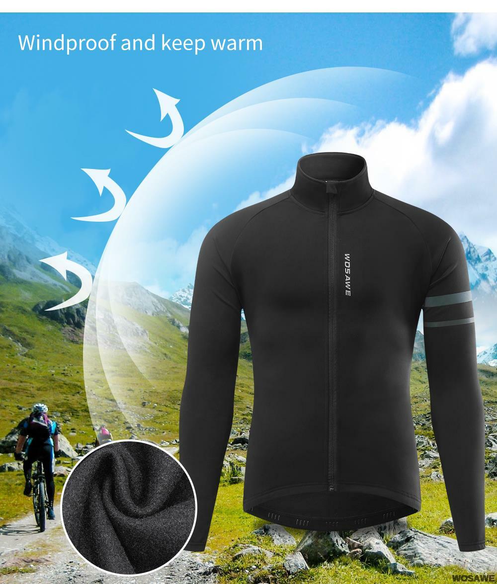 Thermal Fleece Winter Cycling Jerseys Long Sleeve Windproof Reflective Man Bike