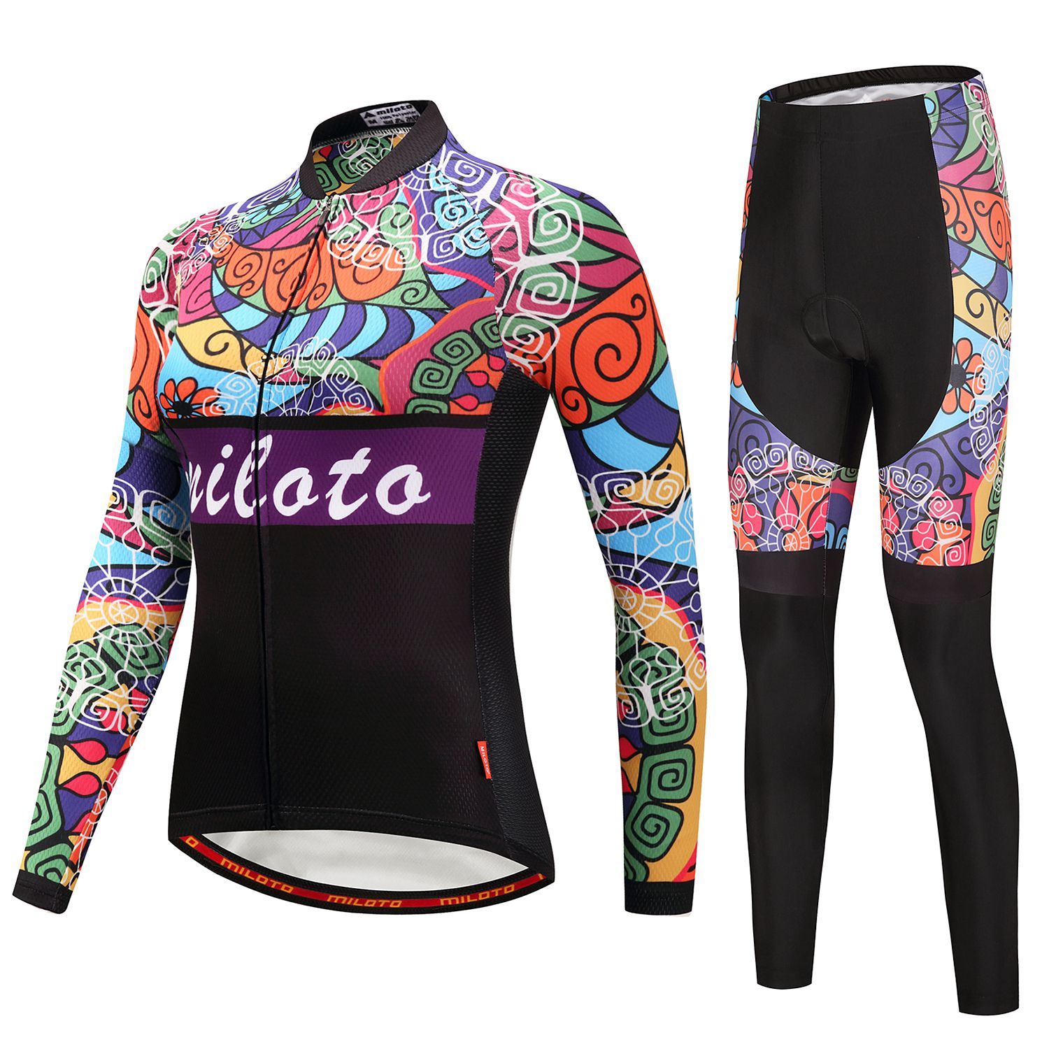 Women’s Cycling Clothes Long Sleeve Jersey and (Bib) Tights Pants Padded Kit