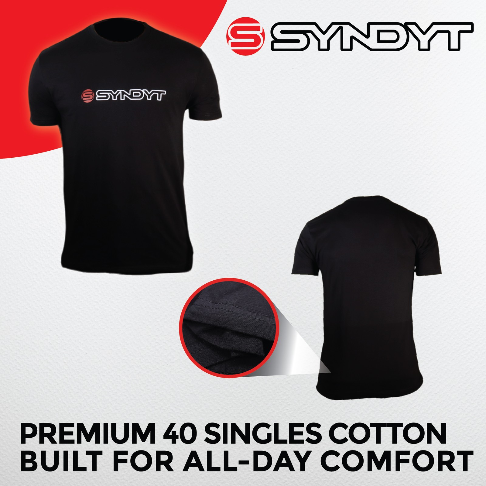 Syndyt Short Sleeve T-Shirt – Black, Soft Cotton Blend, Unisex Fit, Medium