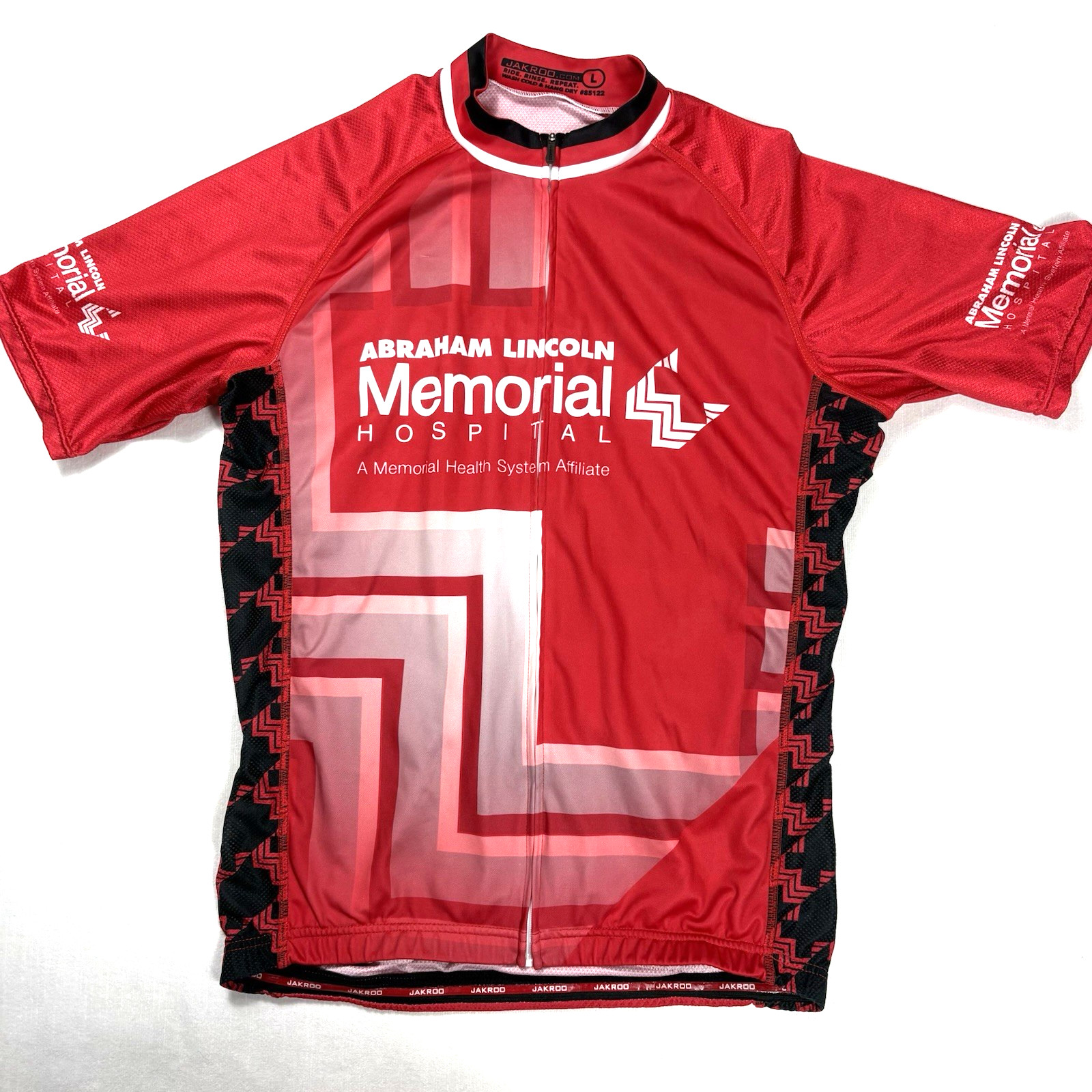 Jakroo Men’s Large Cycling Jersey Full Zip Bicycle Abraham Lincoln Hospital