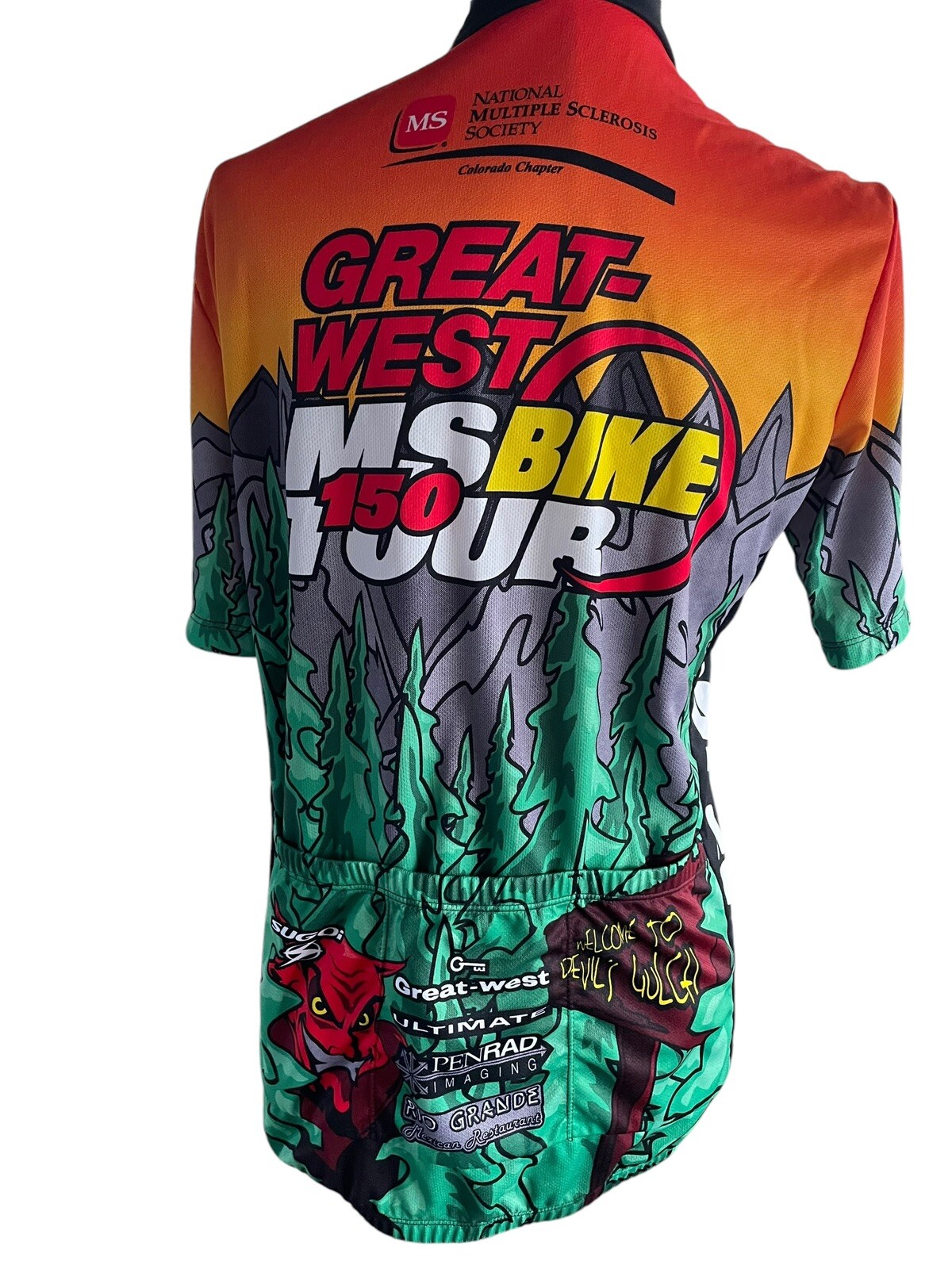 Vintage SUGOI Cycling Jersey Medium Pockets Shirt High Roller Devil’s Gulch 2002