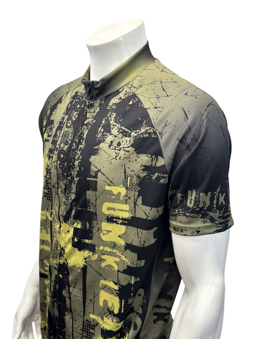 Funkier Army Green Yellow Full Graphic Spellout Cyling Jersey w/Back Pocket 3XL