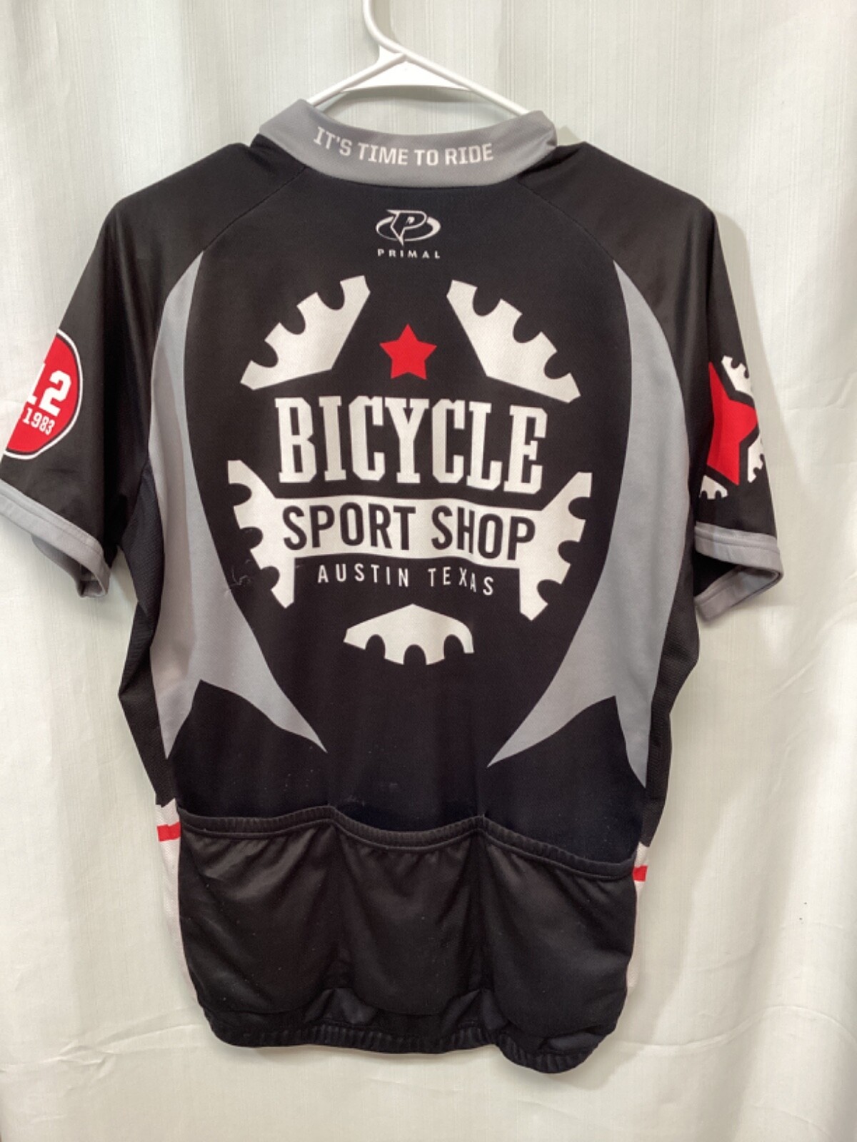 Primal Bicycle Shop Austin, Texas Black Medium Polyester Cycling Shirt T4